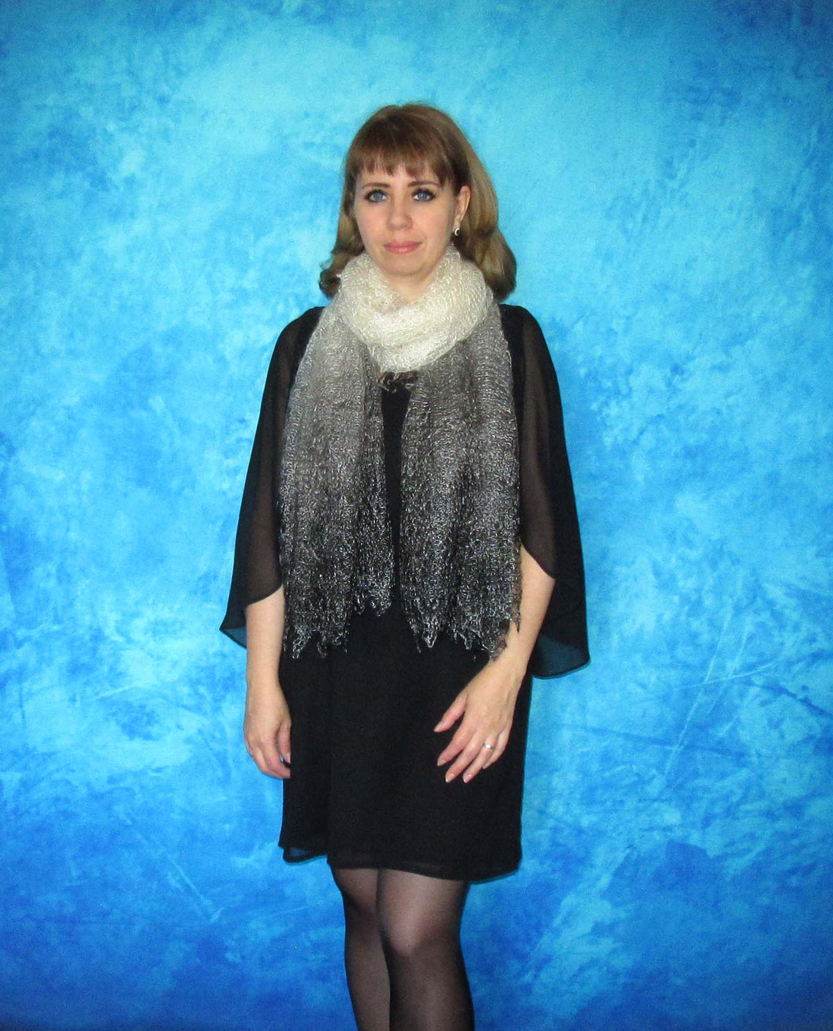 Gestrickter Ziegenflaum Schal Orenburger Schal Shawl Scarf Strick Stola Handmade