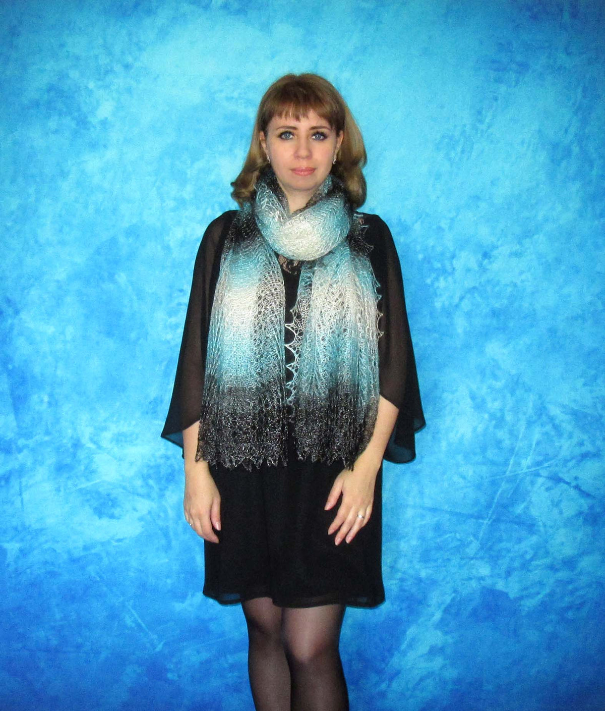 Gestrickter Ziegenflaum Schal Orenburger Schal Shawl Scarf Strick Stola Handmade