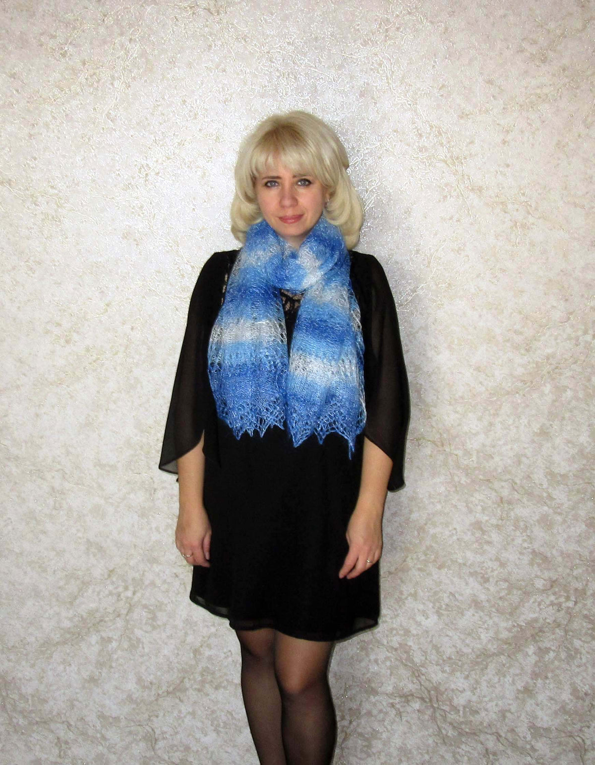 Gestrickter Ziegenflaum Schal Orenburger Schal Shawl Scarf Strick Stola Handmade