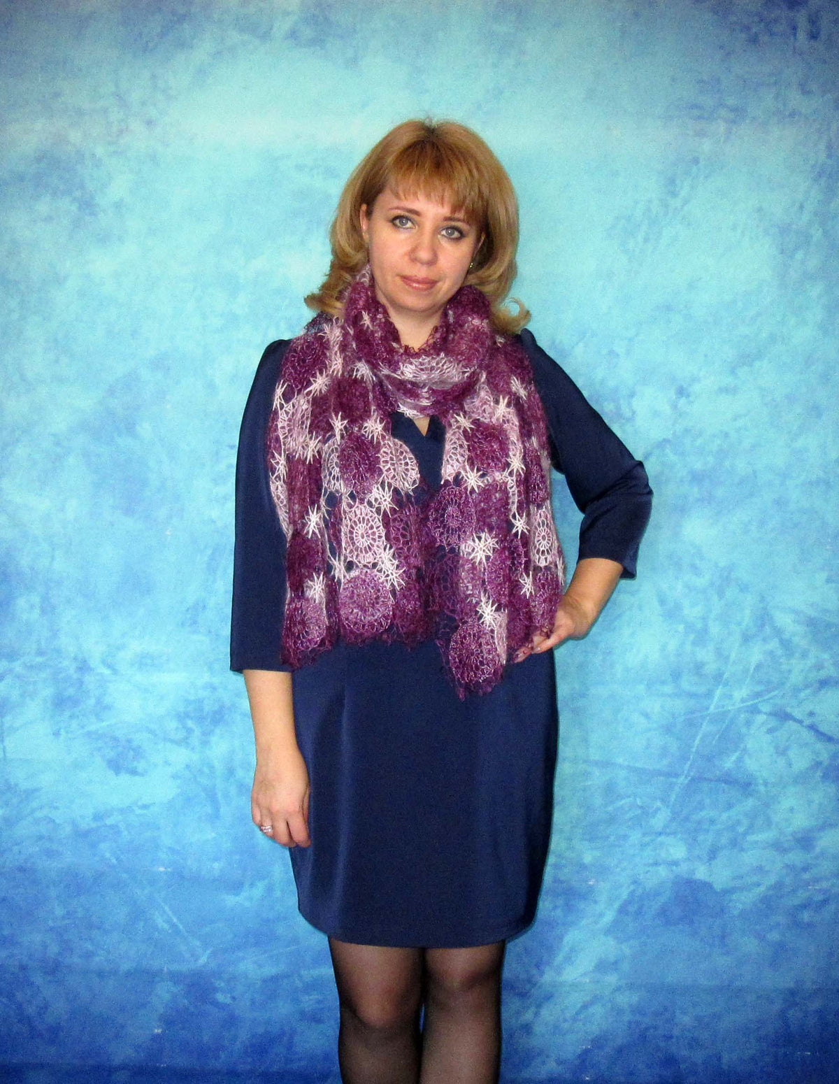 Gestrickter Ziegenflaum Schal Orenburger Schal Shawl Scarf Strick Stola Handmade