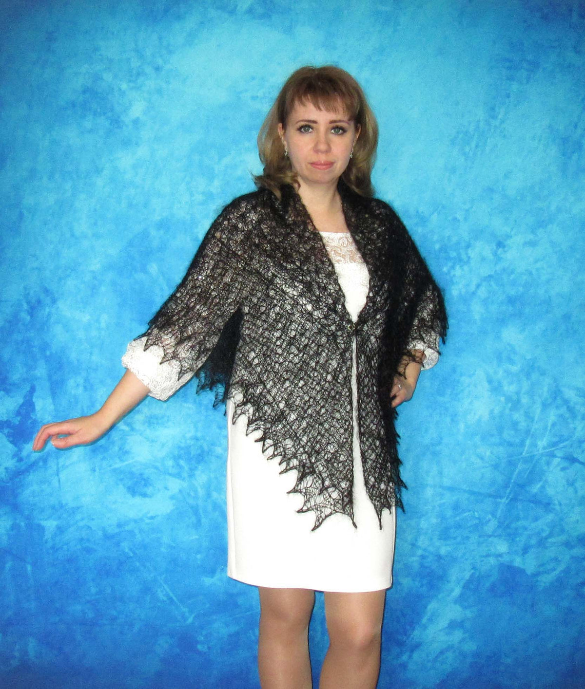 Gestrickter Ziegenflaum Schal Orenburger Schal Shawl Scarf Strick Stola Handmade