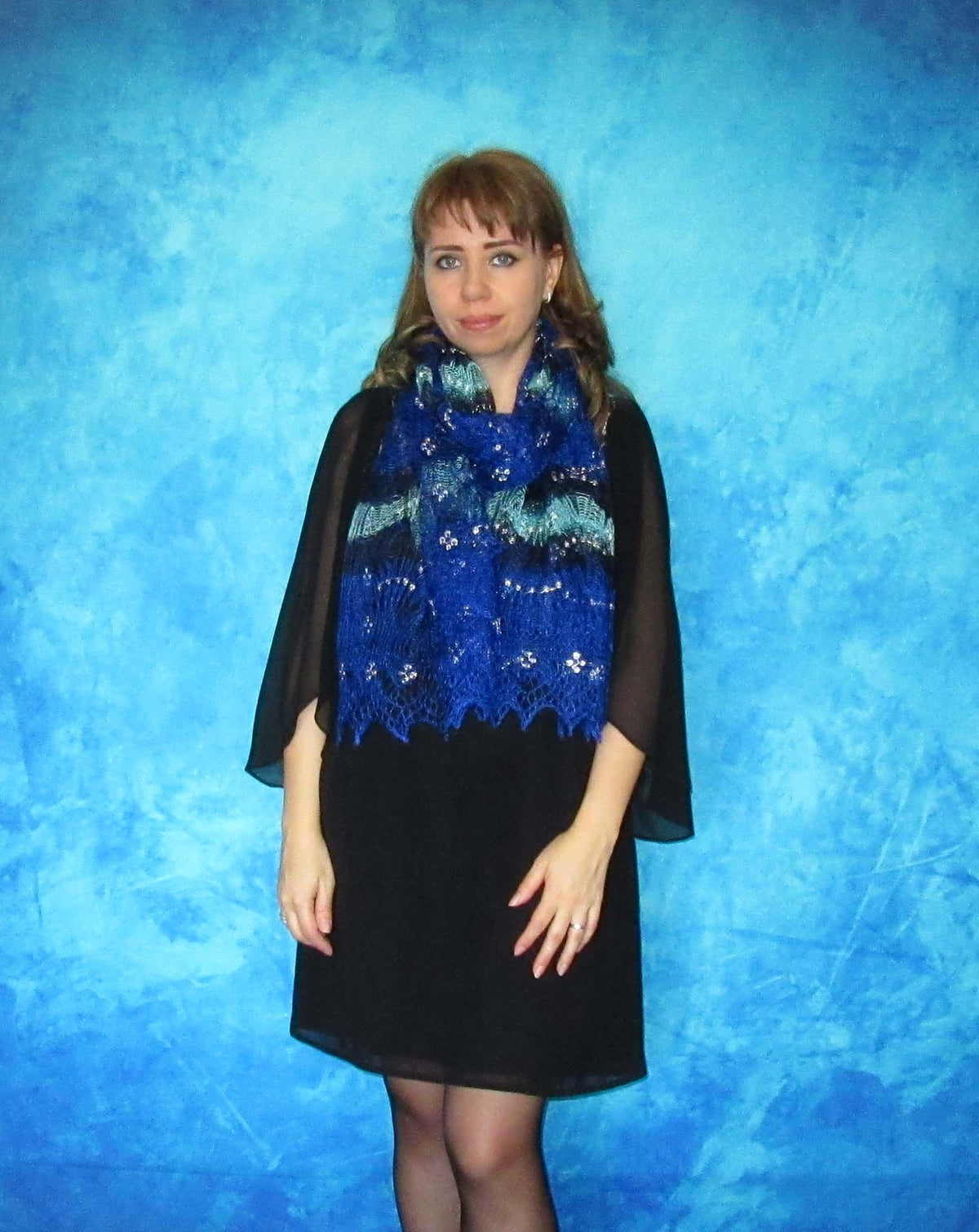 Gestrickter Ziegenflaum Schal Orenburger Schal Shawl Scarf mit Stikerei Handmade