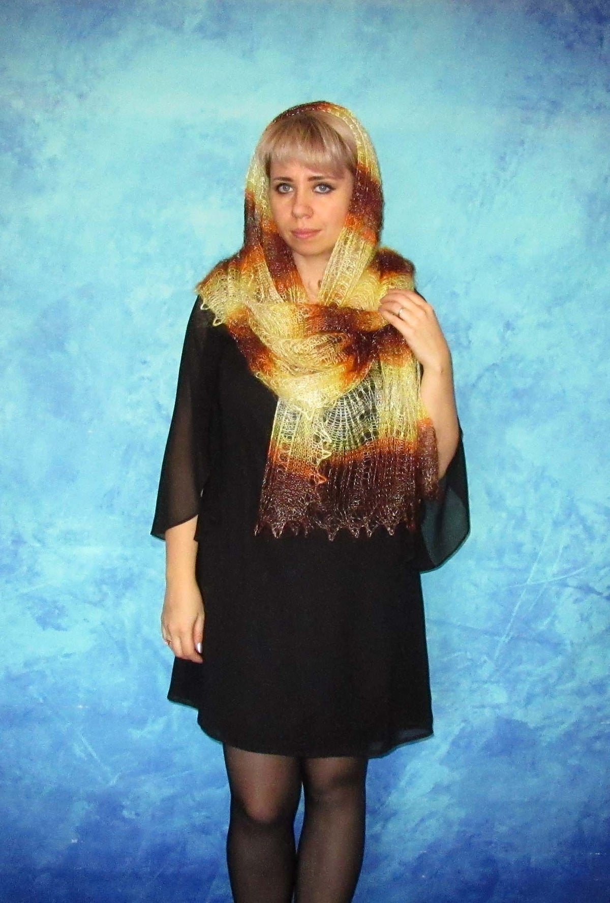 Gestrickter Ziegenflaum Schal Orenburger Schal Shawl Scarf Strick Stola Handmade