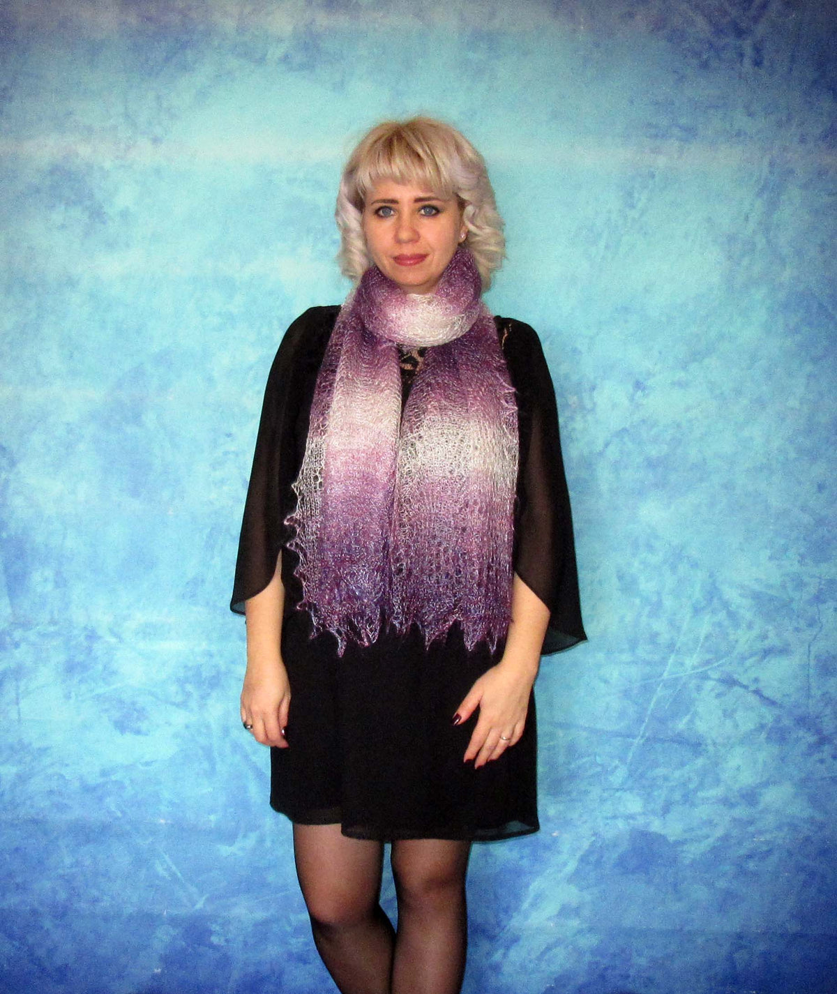 Gestrickter Ziegenflaum Schal Orenburger Schal Shawl Scarf Strick Stola Handmade