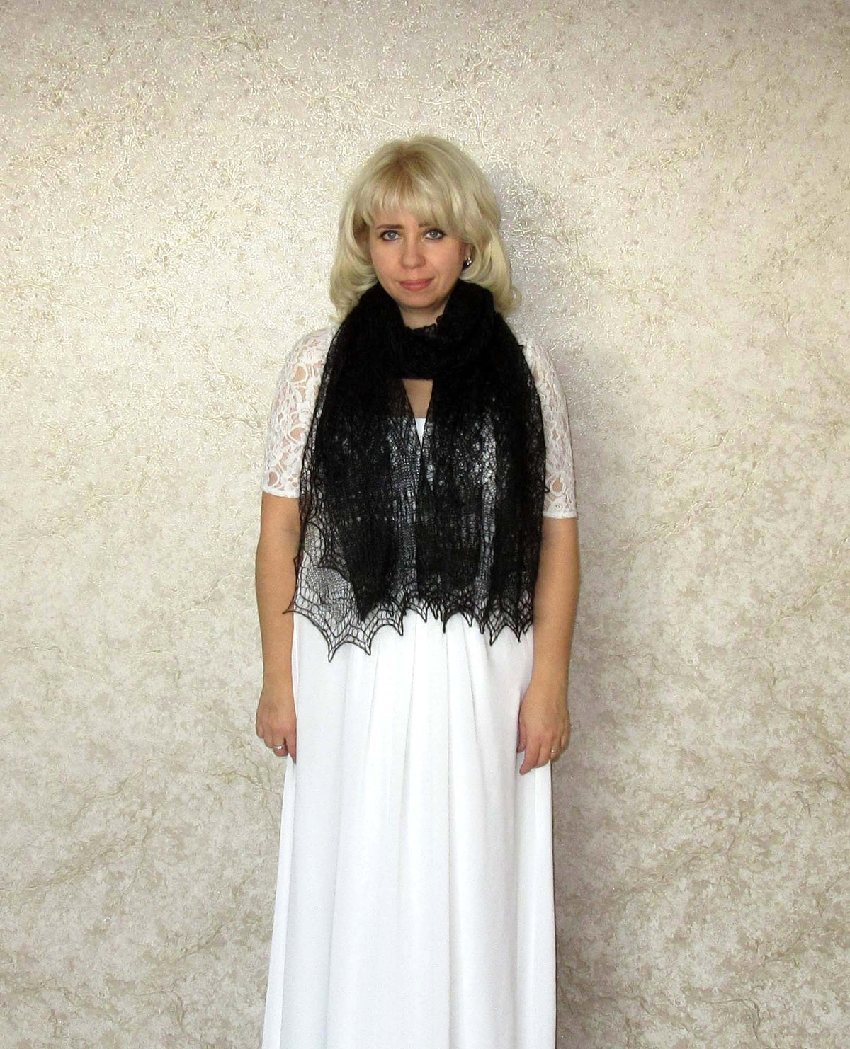 Gestrickter Ziegenflaum Schal Orenburger Schal Shawl Scarf Strick Stola Handmade