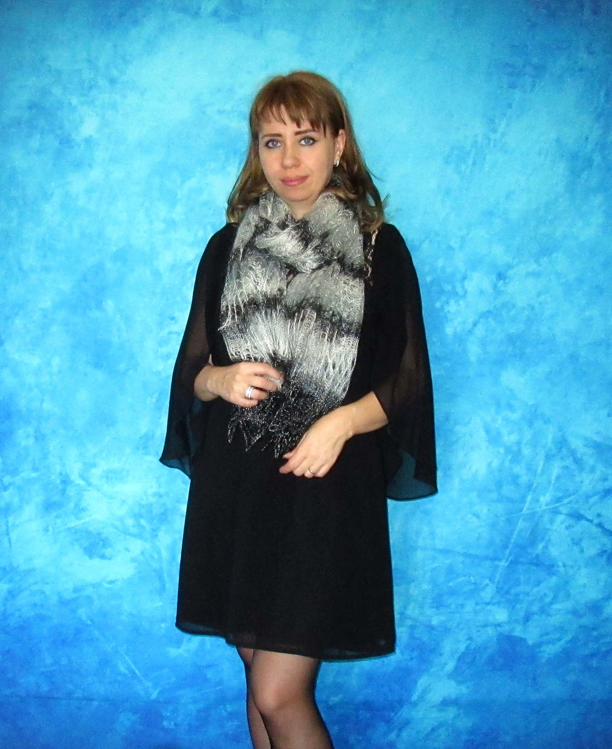 Gestrickter Ziegenflaum Schal Orenburger Schal Shawl Scarf Strick Stola Handmade