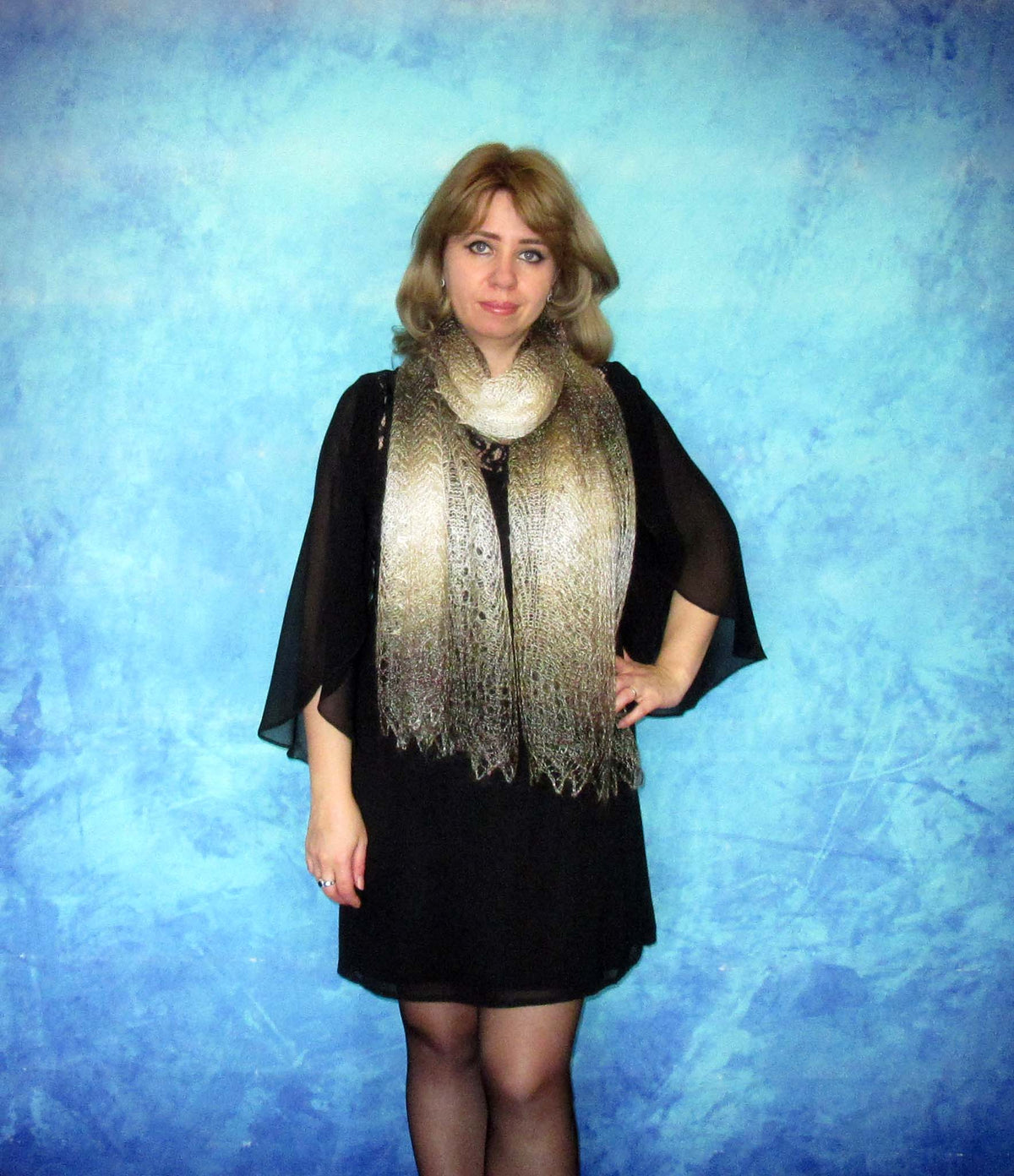 Gestrickter Ziegenflaum Schal Orenburger Schal Shawl Scarf Strick Stola Handmade