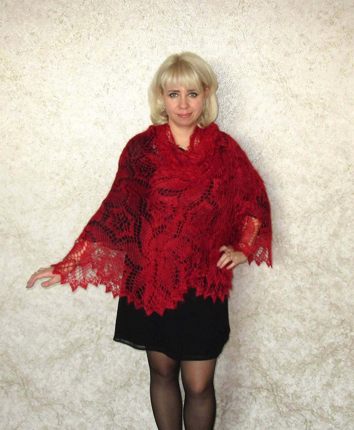 Gestrickter Ziegenflaum Schal Orenburger Schal Pelerina Strick Stola Handmade