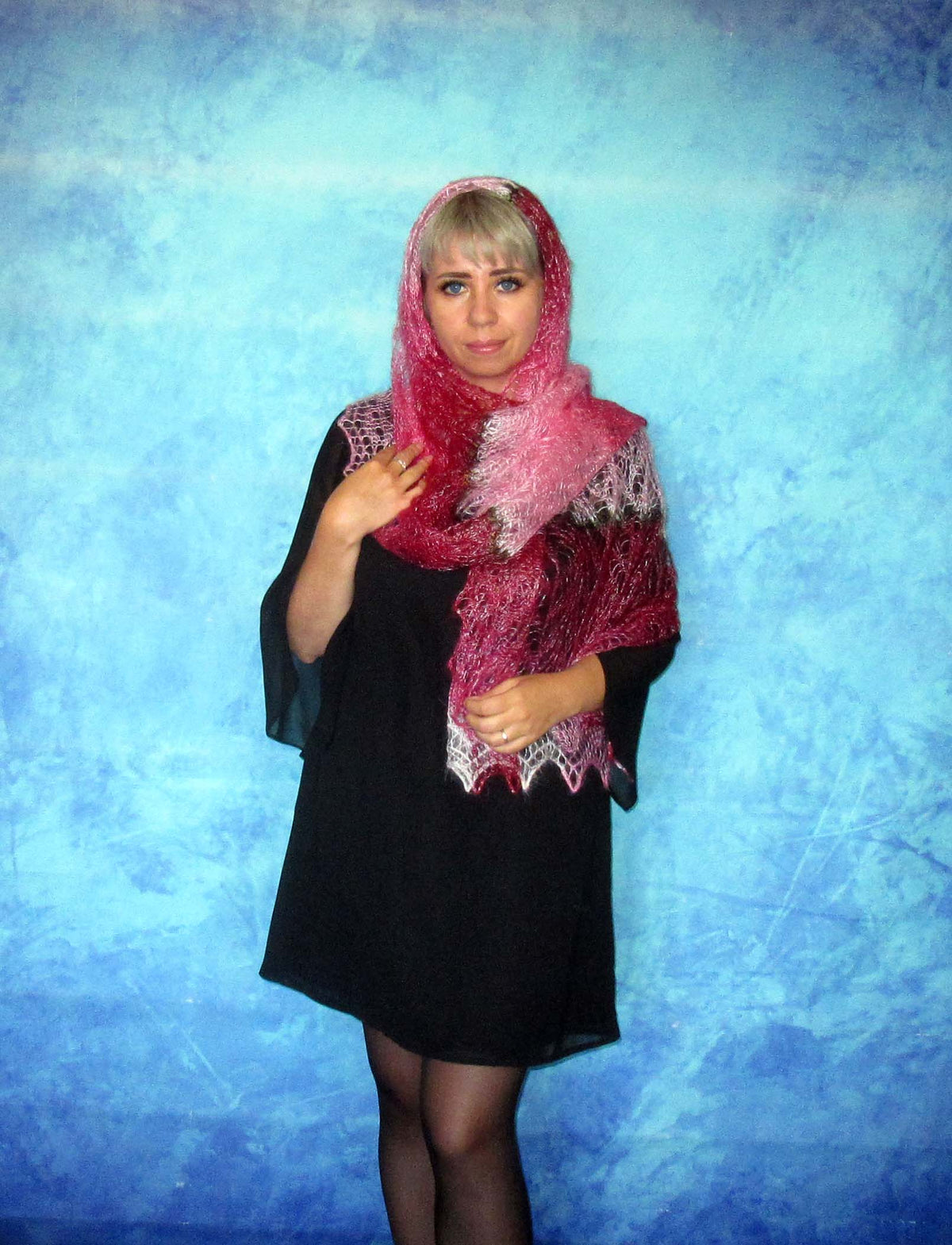 Gestrickter Ziegenflaum Schal Orenburger Schal Shawl Scarf Strick Stola Handmade