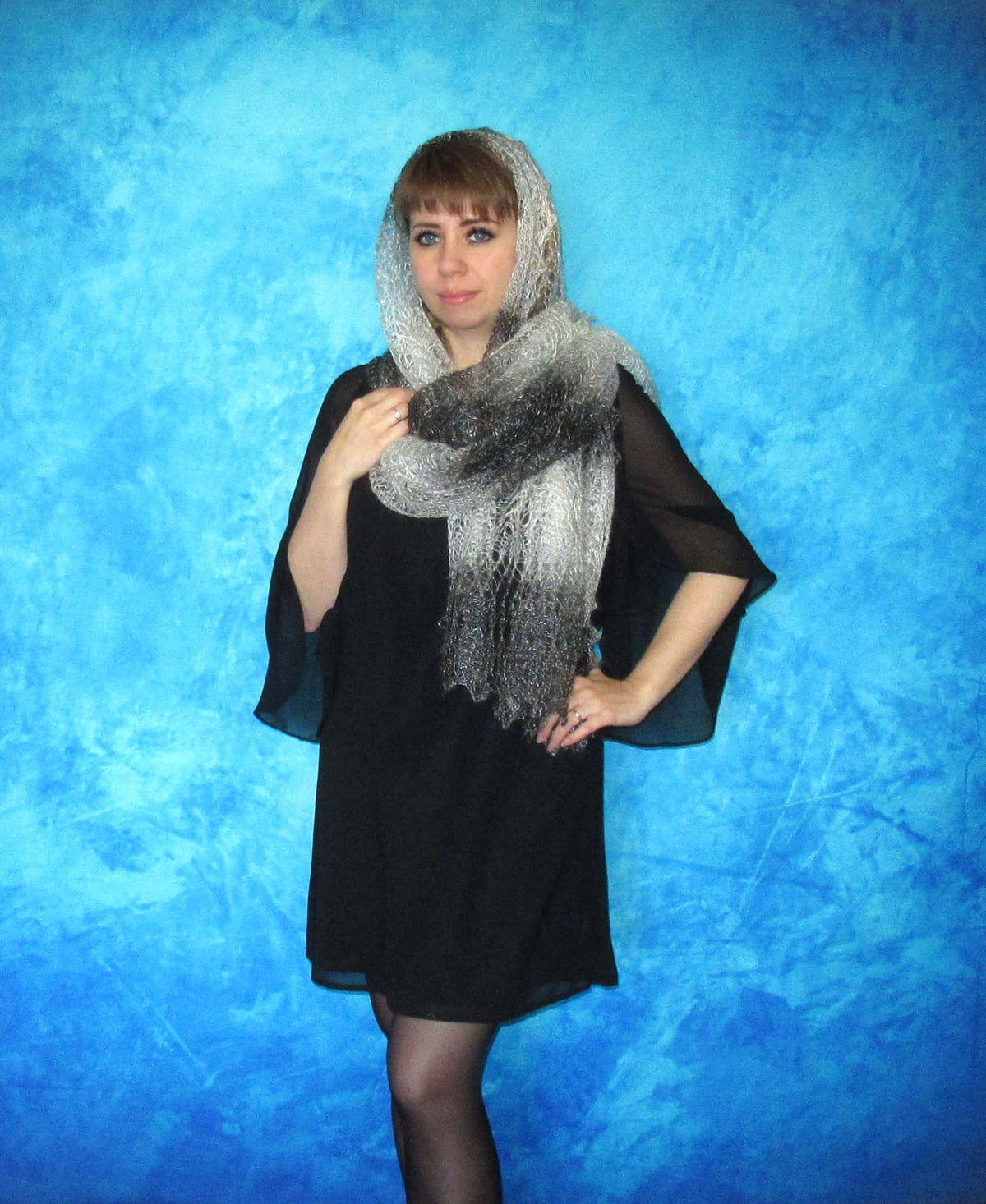 Gestrickter Ziegenflaum Schal Orenburger Schal Shawl Scarf Strick Stola Handmade