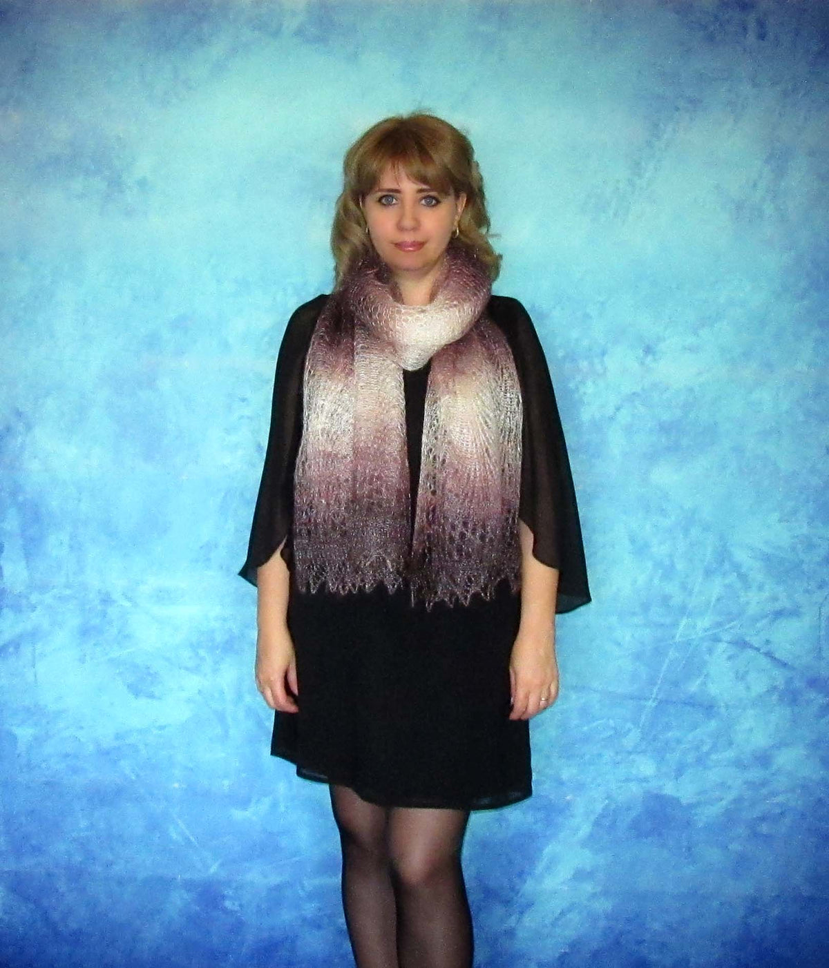 Gestrickter Ziegenflaum Schal Orenburger Schal Shawl Scarf Strick Stola Handmade
