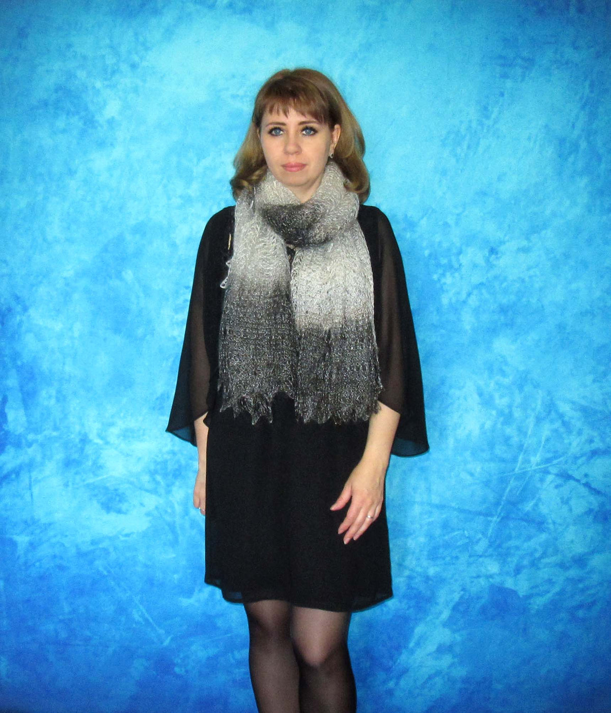 Gestrickter Ziegenflaum Schal Orenburger Schal Shawl Scarf Strick Stola Handmade