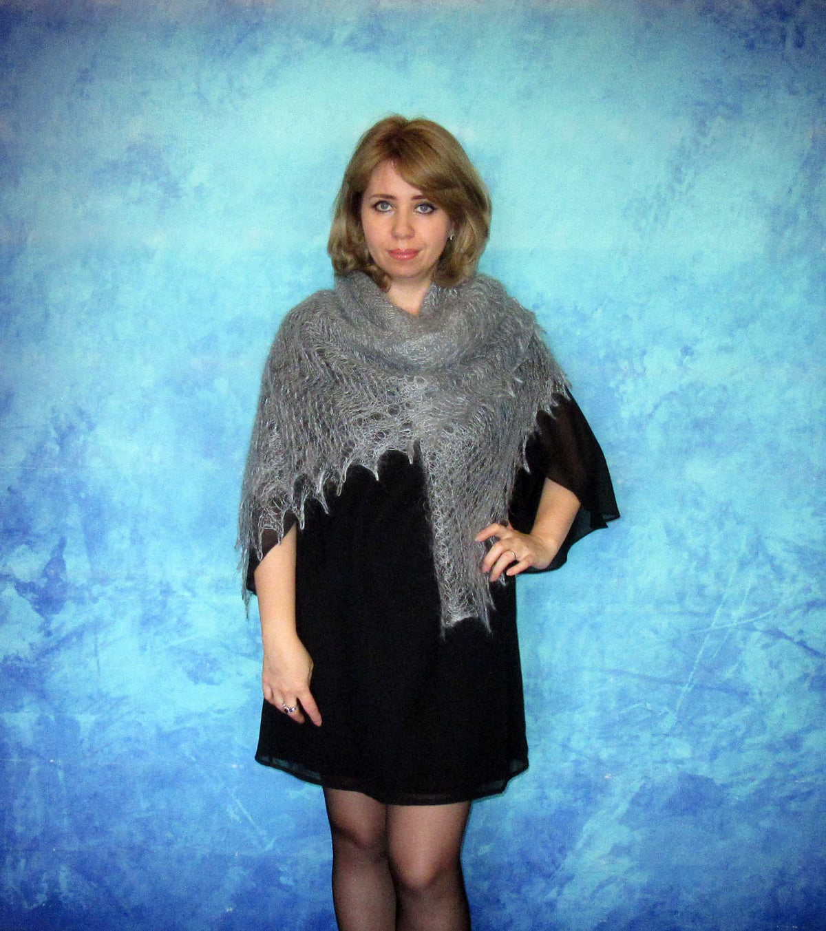 Gestrickter Ziegenflaum Schal Orenburger Schal Shawl Scarf Strick Stola Handmade