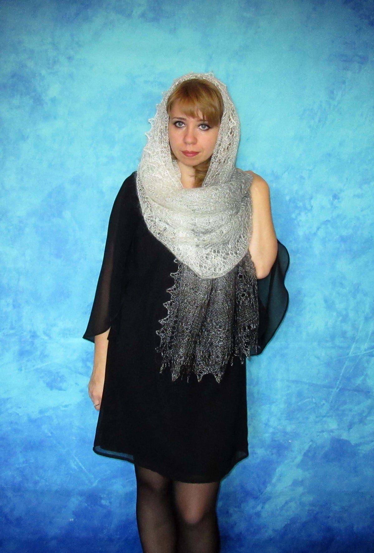 Gestrickter Ziegenflaum Schal Orenburger Schal Shawl Scarf Strick Stola Handmade