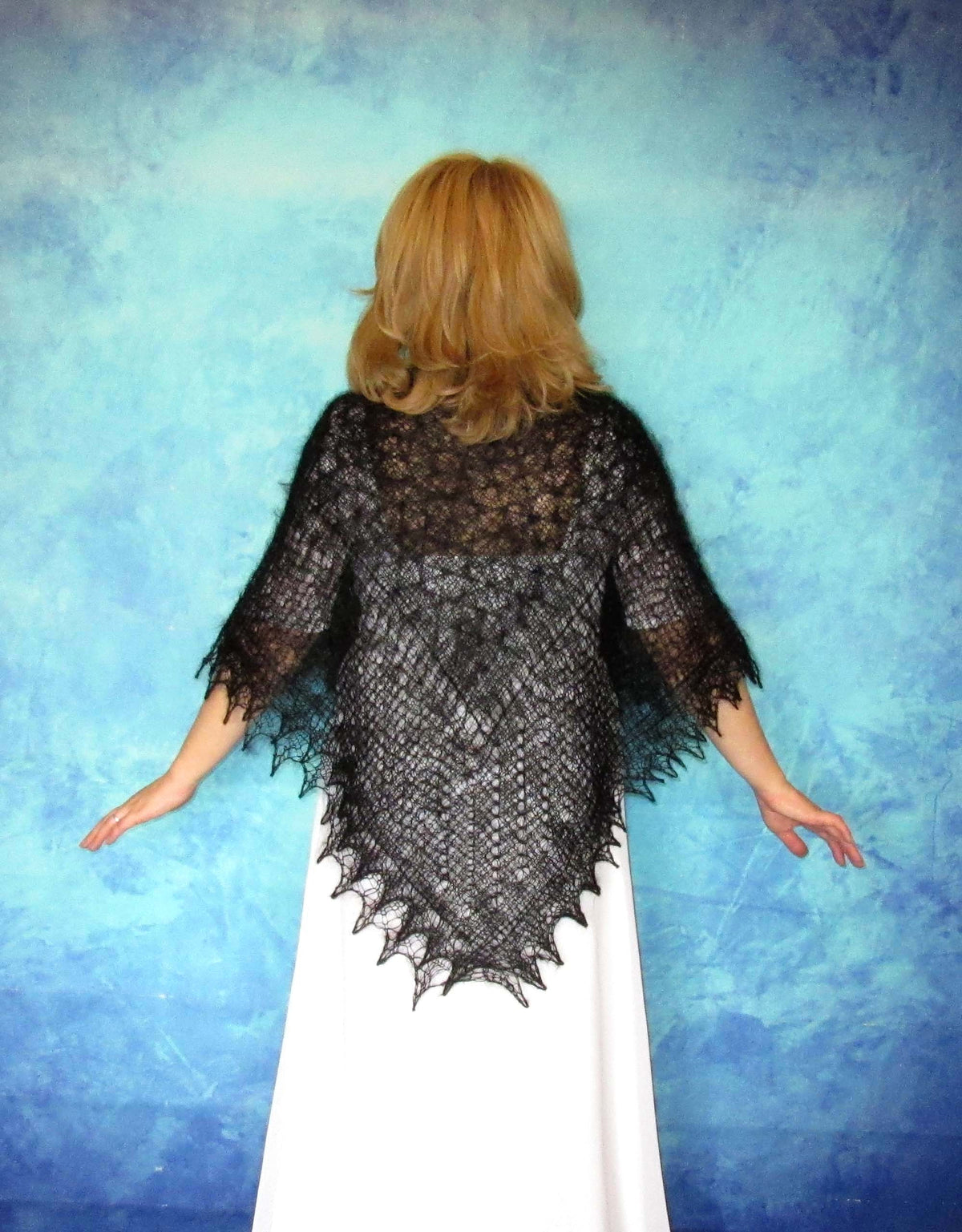 Gestrickter Ziegenflaum Schal Orenburger Schal Shawl Scarf Strick Stola Handmade
