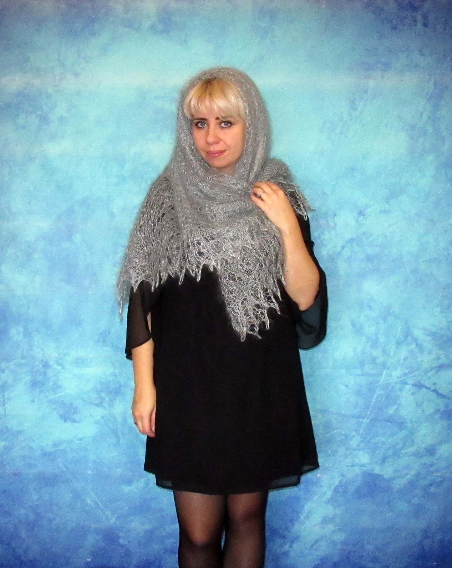 Gestrickter Ziegenflaum Schal Orenburger Schal Shawl Scarf Strick Stola Handmade