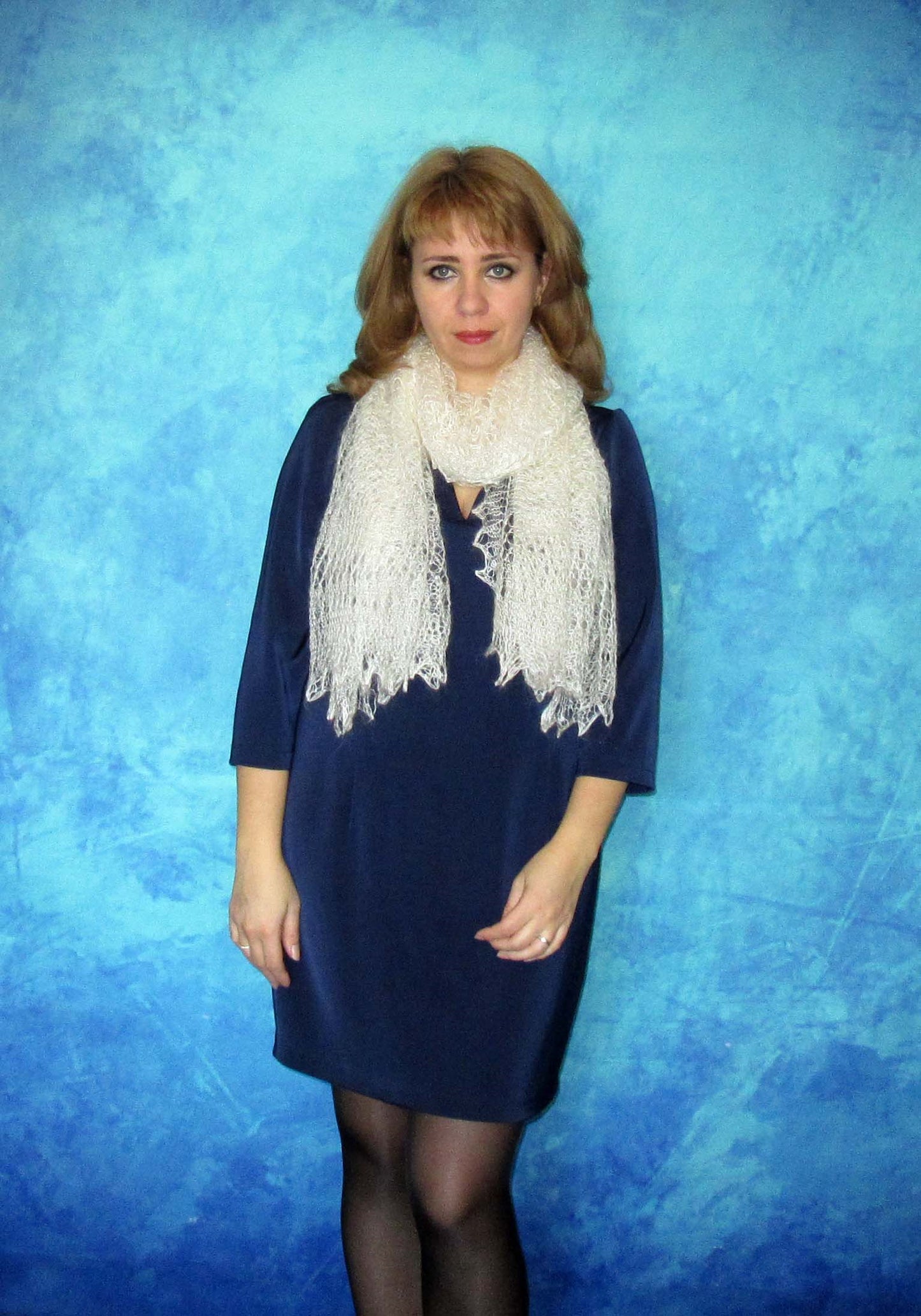 Gestrickter Ziegenflaum Schal Orenburger Schal Shawl Scarf Strick Stola Handmade