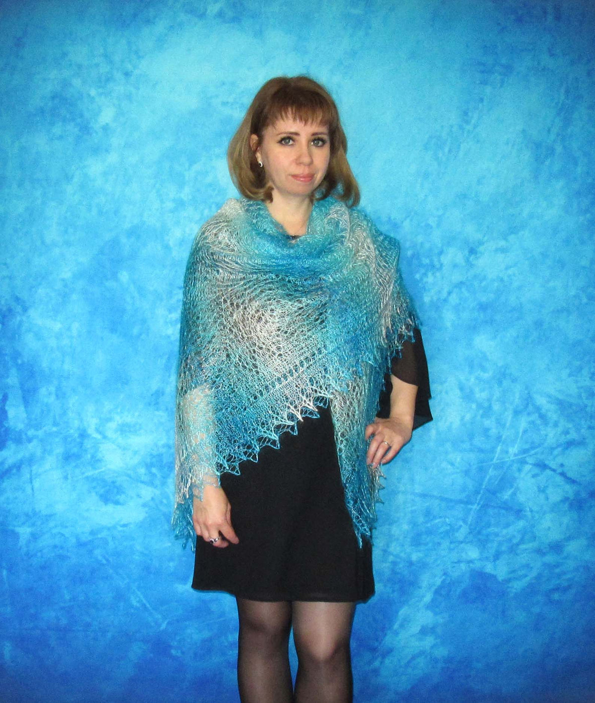 Gestrickter Ziegenflaum Schal Orenburger Schal Shawl Scarf Strick Stola Handmade