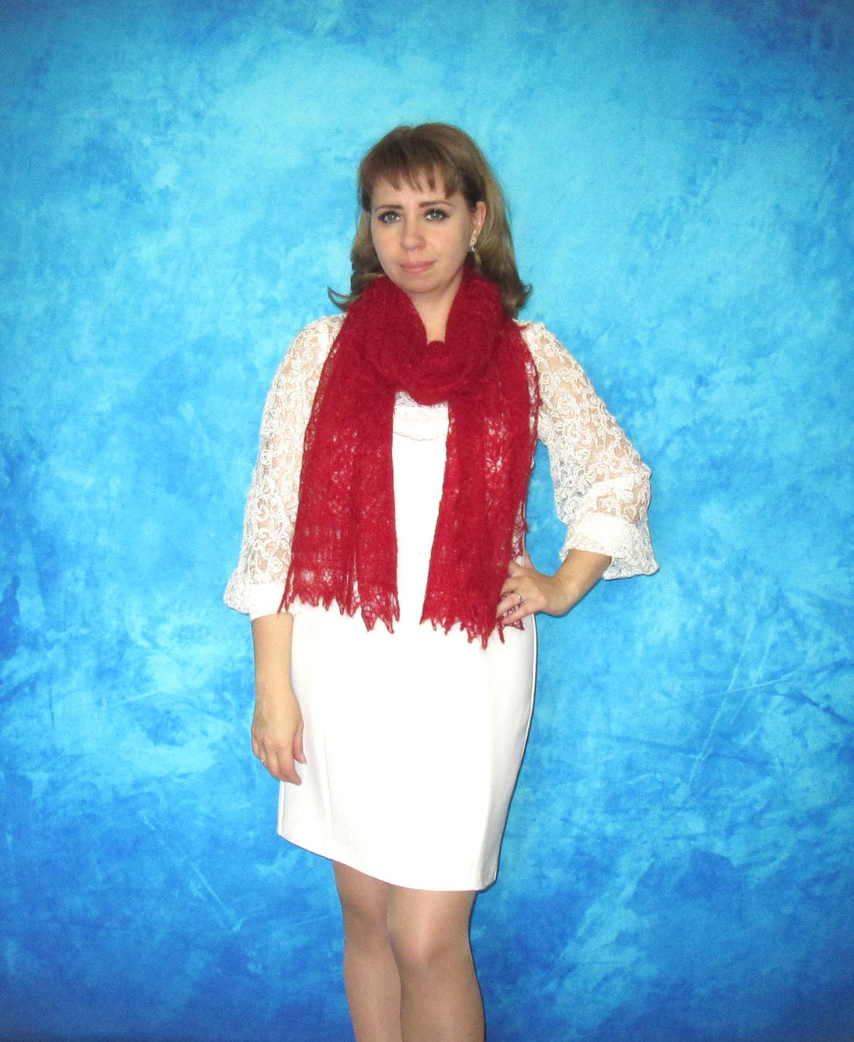Gestrickter Ziegenflaum Schal Orenburger Schal Shawl Scarf mit Stikerei Handmade