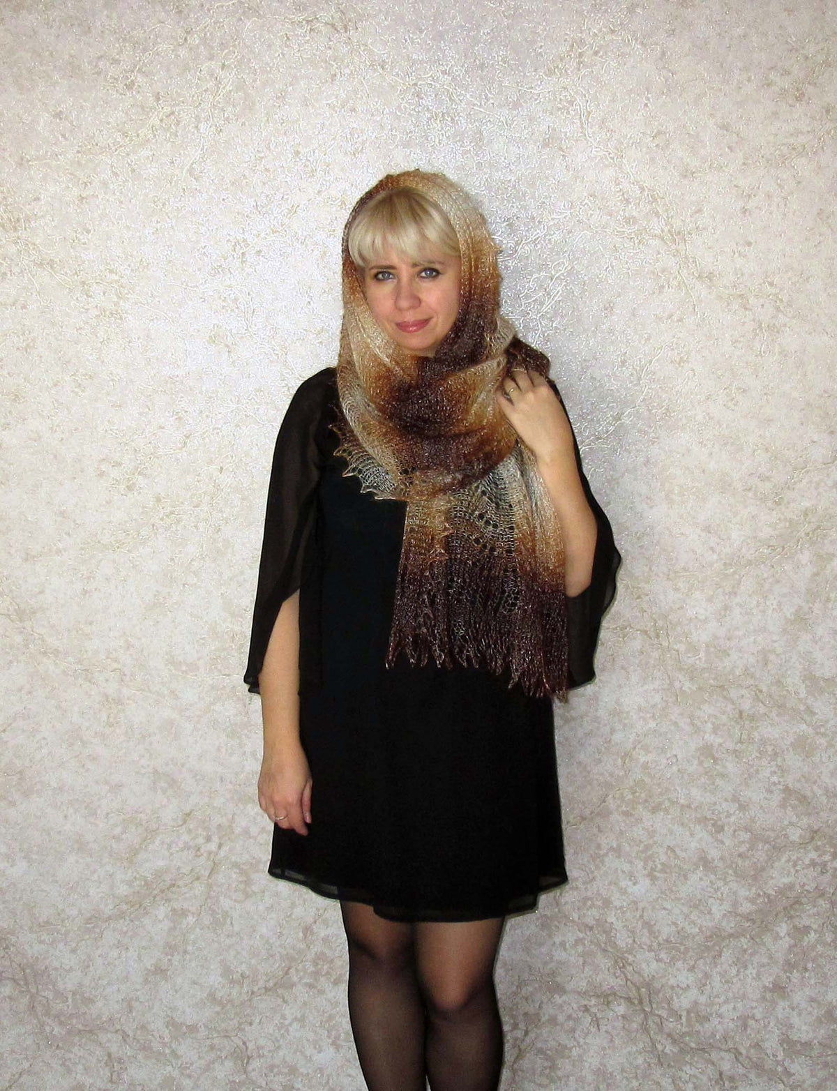Gestrickter Ziegenflaum Schal Orenburger Schal Shawl Scarf Strick Stola Handmade