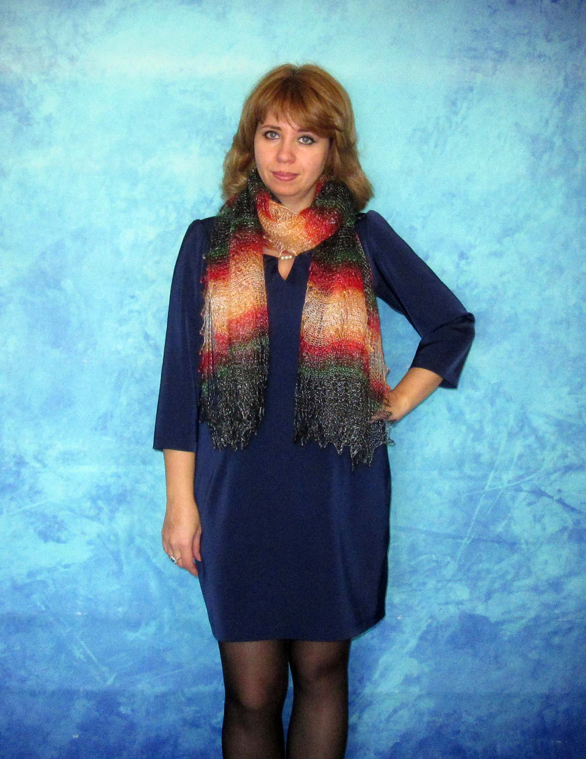 Gestrickter Ziegenflaum Schal Orenburger Schal Shawl Scarf Strick Stola Handmade