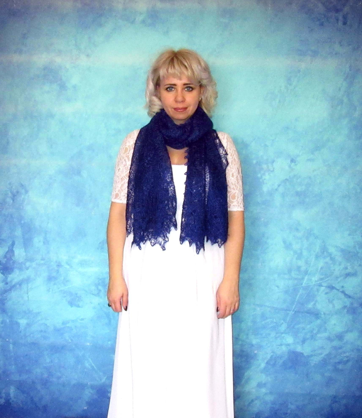 Gestrickter Ziegenflaum Schal Orenburger Schal Shawl Scarf mit Stikerei Handmade