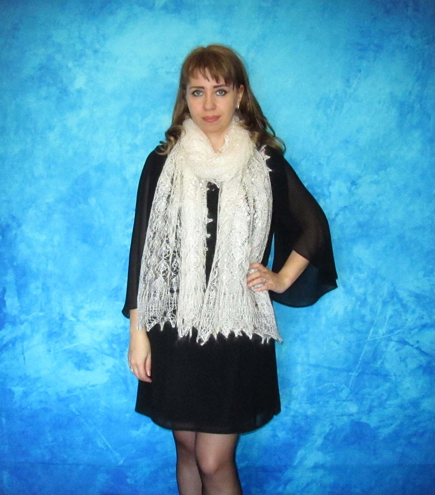Gestrickter Ziegenflaum Schal Orenburger Schal Shawl Scarf Strick Stola Handmade