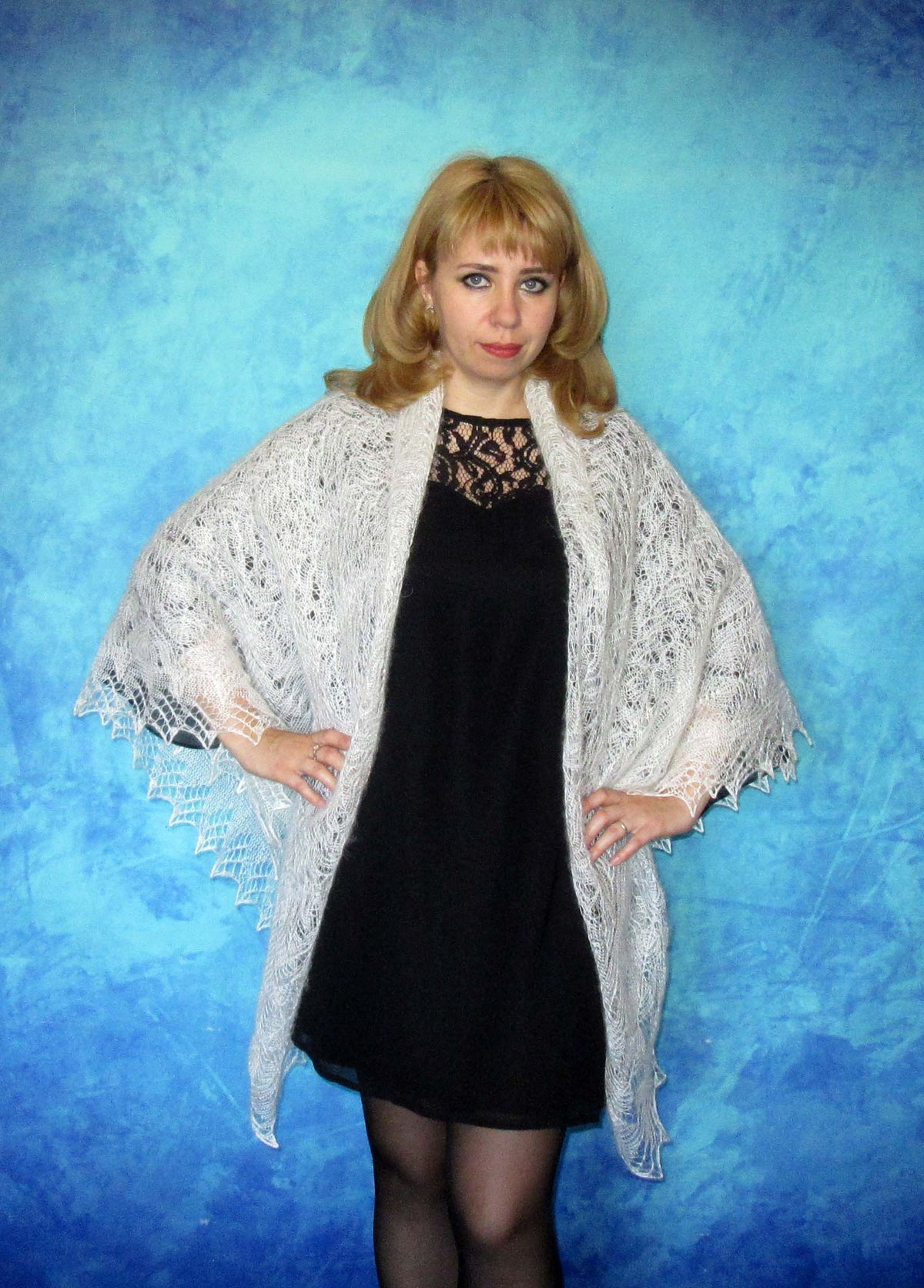 Gestrickter Ziegenflaum Schal Orenburger Schal Shawl Scarf Strick Stola Handmade