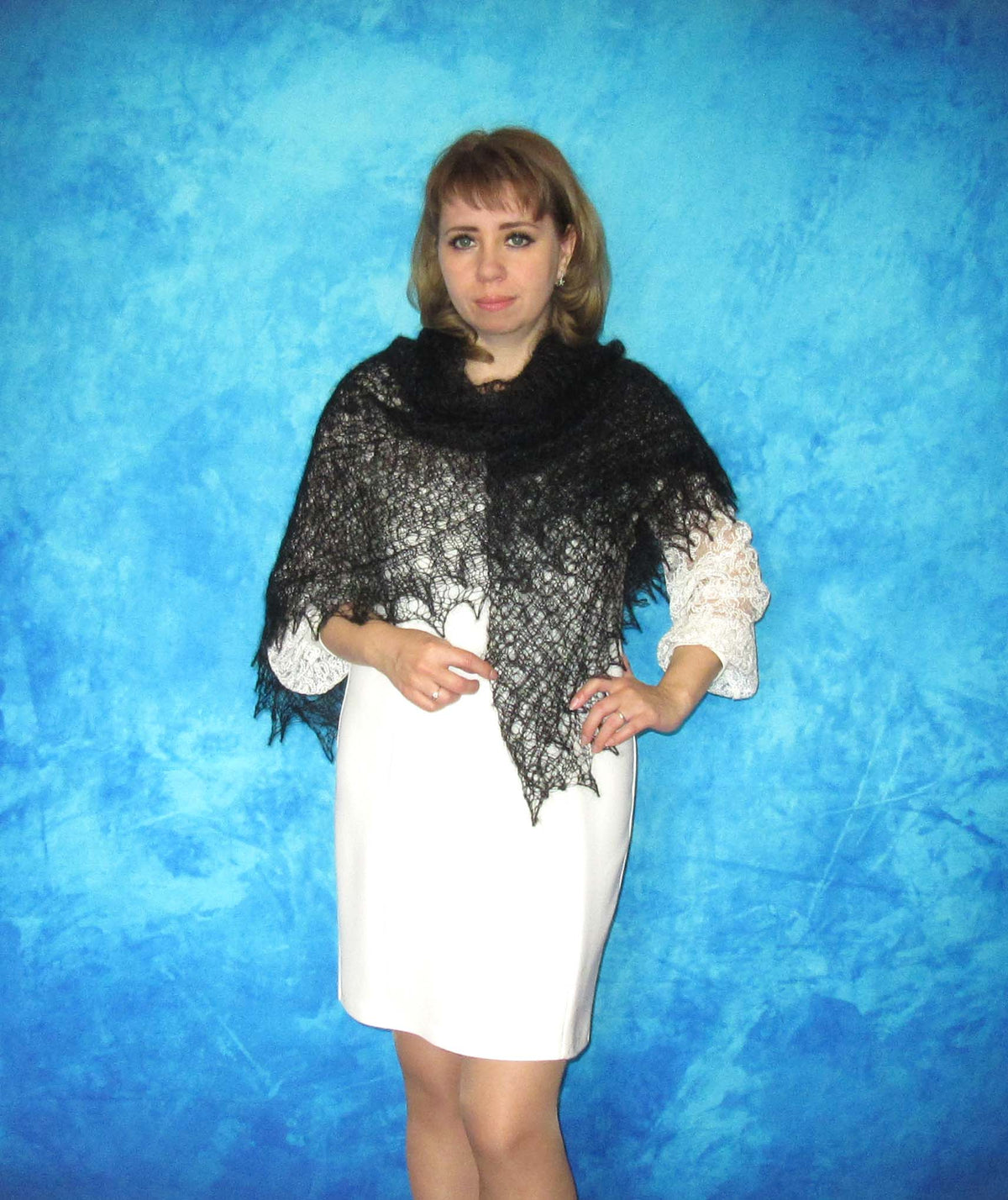 Gestrickter Ziegenflaum Schal Orenburger Schal Shawl Scarf Strick Stola Handmade