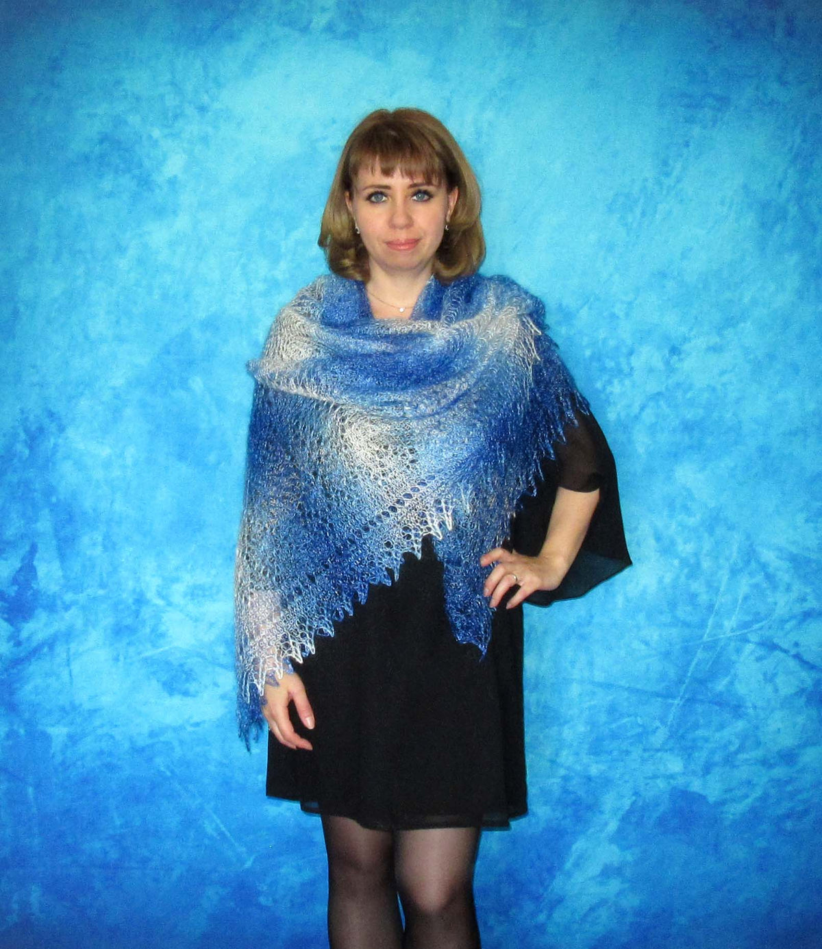 Gestrickter Ziegenflaum Schal Orenburger Schal Shawl Scarf Strick Stola Handmade