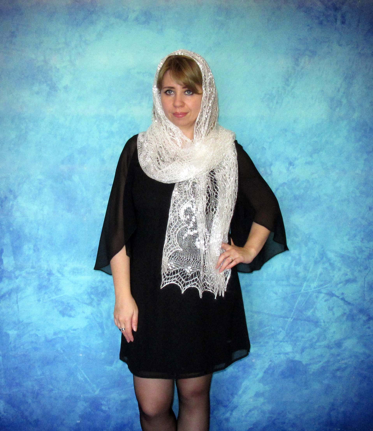 Gestrickter Ziegenflaum Schal Orenburger Schal Shawl Scarf Strick Stola Handmade