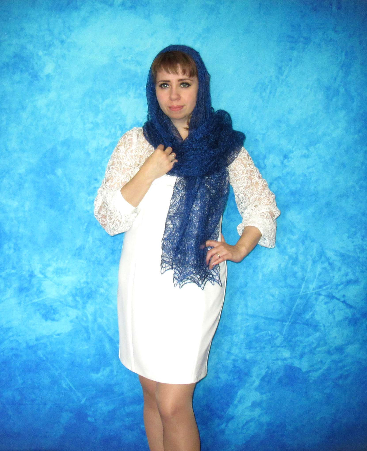 Gestrickter Ziegenflaum Schal Orenburger Schal Shawl Scarf Strick Stola Handmade