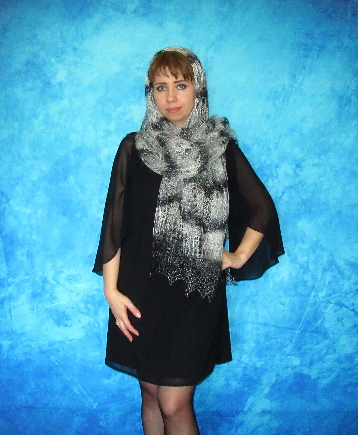 Gestrickter Ziegenflaum Schal Orenburger Schal Shawl Scarf Strick Stola Handmade