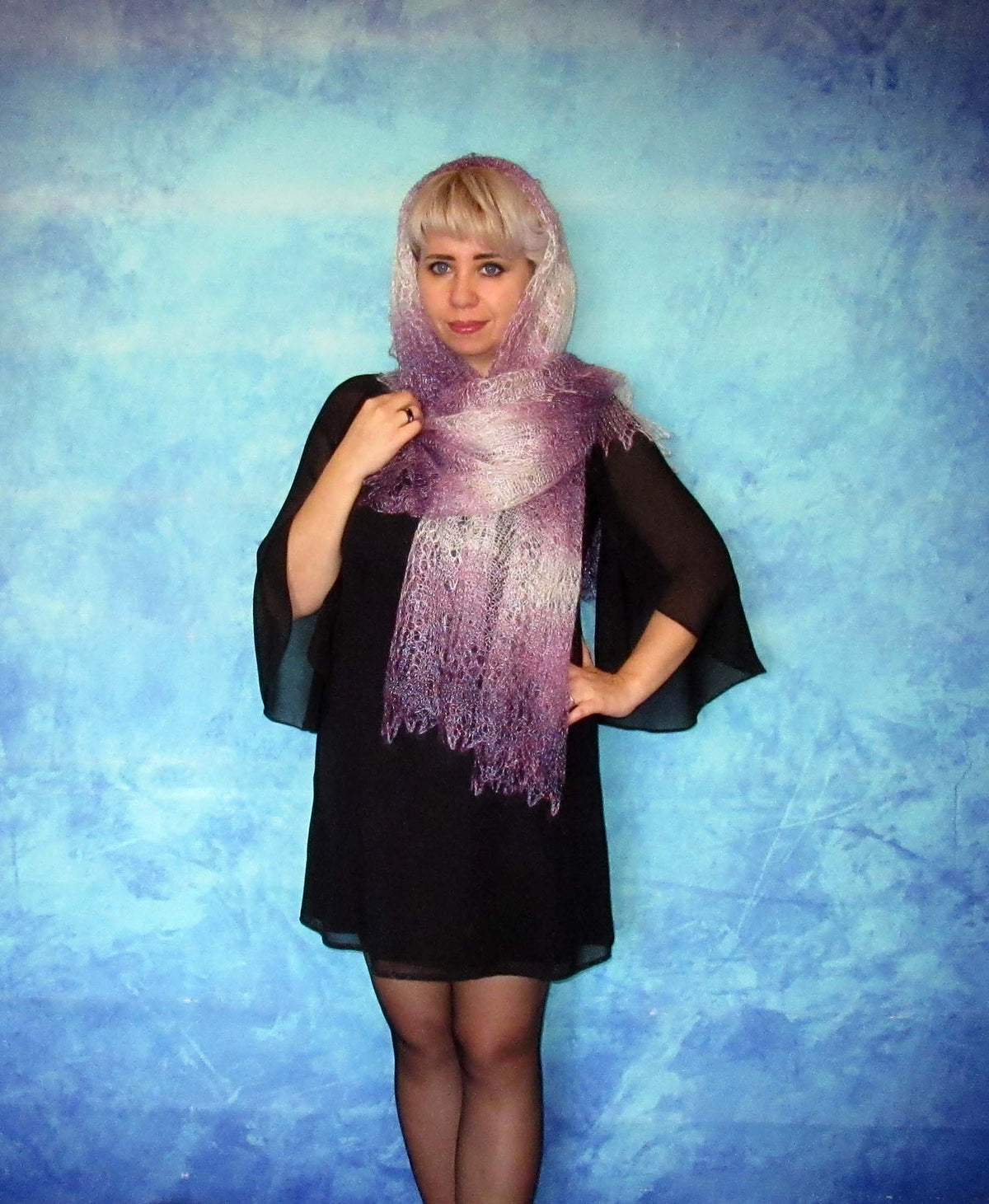 Gestrickter Ziegenflaum Schal Orenburger Schal Shawl Scarf Strick Stola Handmade