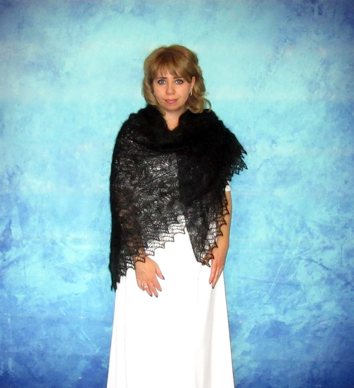 Gestrickter Ziegenflaum Schal Orenburger Schal Shawl Scarf Strick Stola Handmade