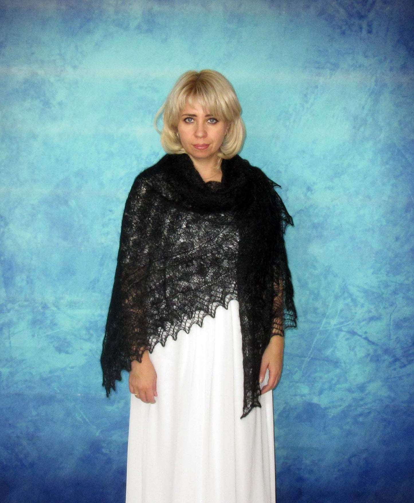 Orenburger Schal Gestrickter Ziegenflaum Schal Shawl Scarf Strick Stola Handmade