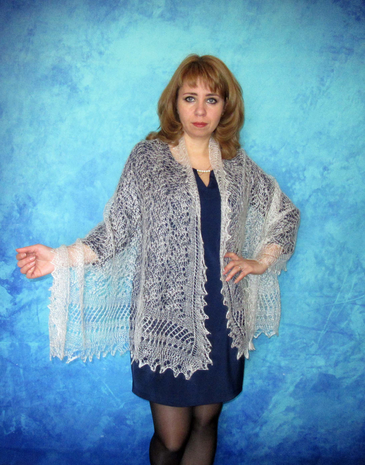 Gestrickter Ziegenflaum Schal Orenburger Schal Shawl Scarf Strick Stola Handmade