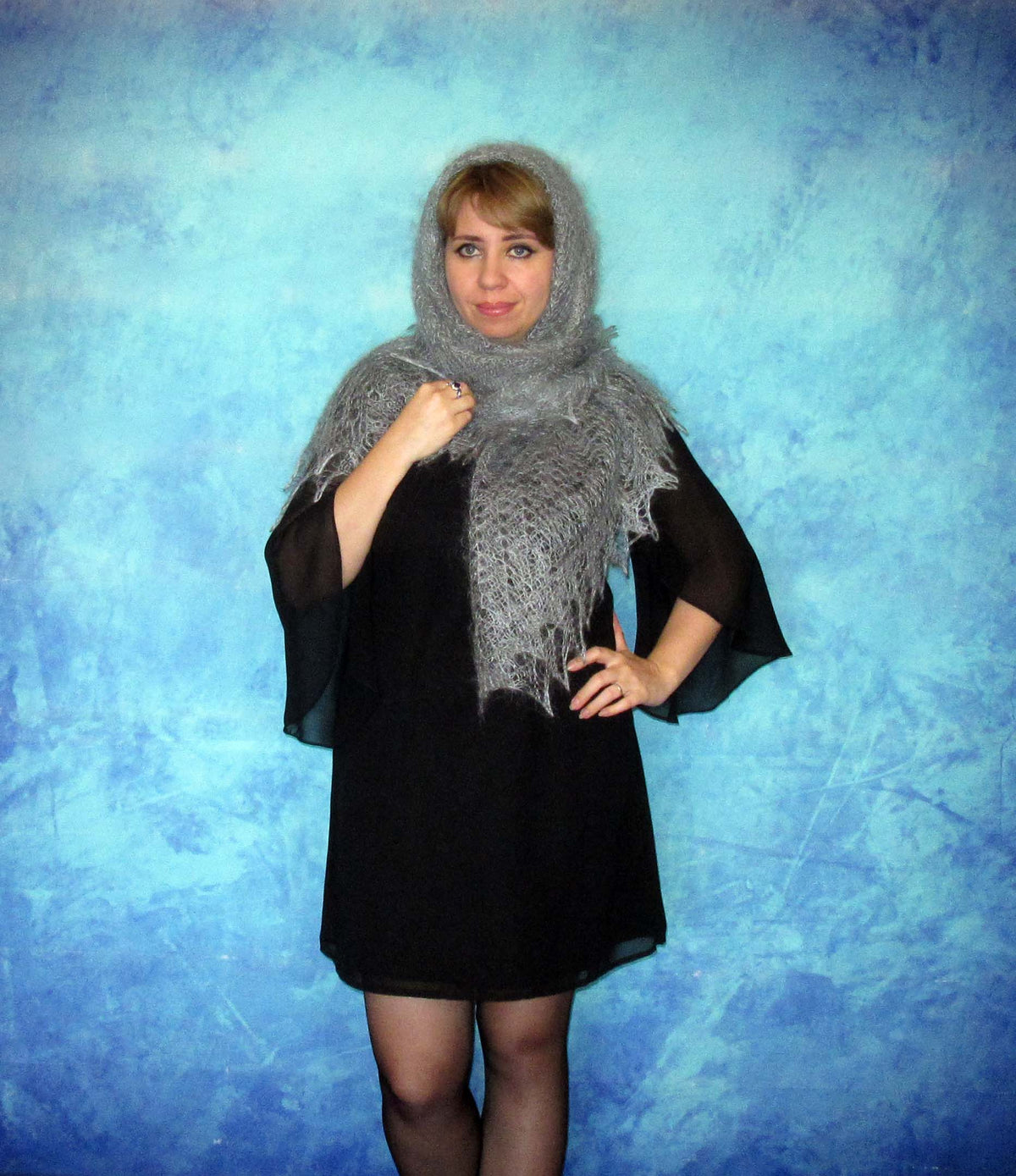Gestrickter Ziegenflaum Schal Orenburger Schal Shawl Scarf Strick Stola Handmade