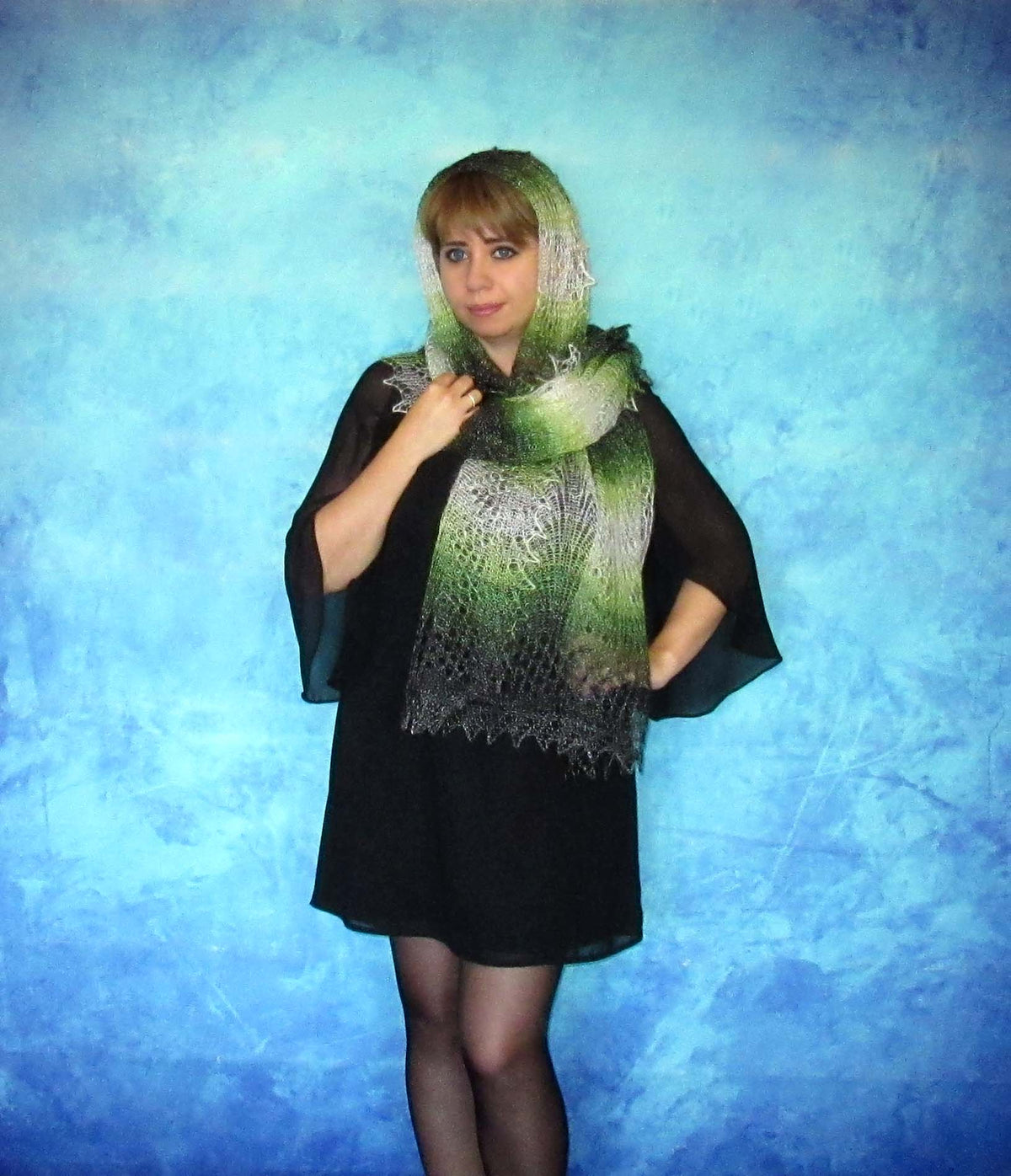 Gestrickter Ziegenflaum Schal Orenburger Schal Shawl Scarf Strick Stola Handmade