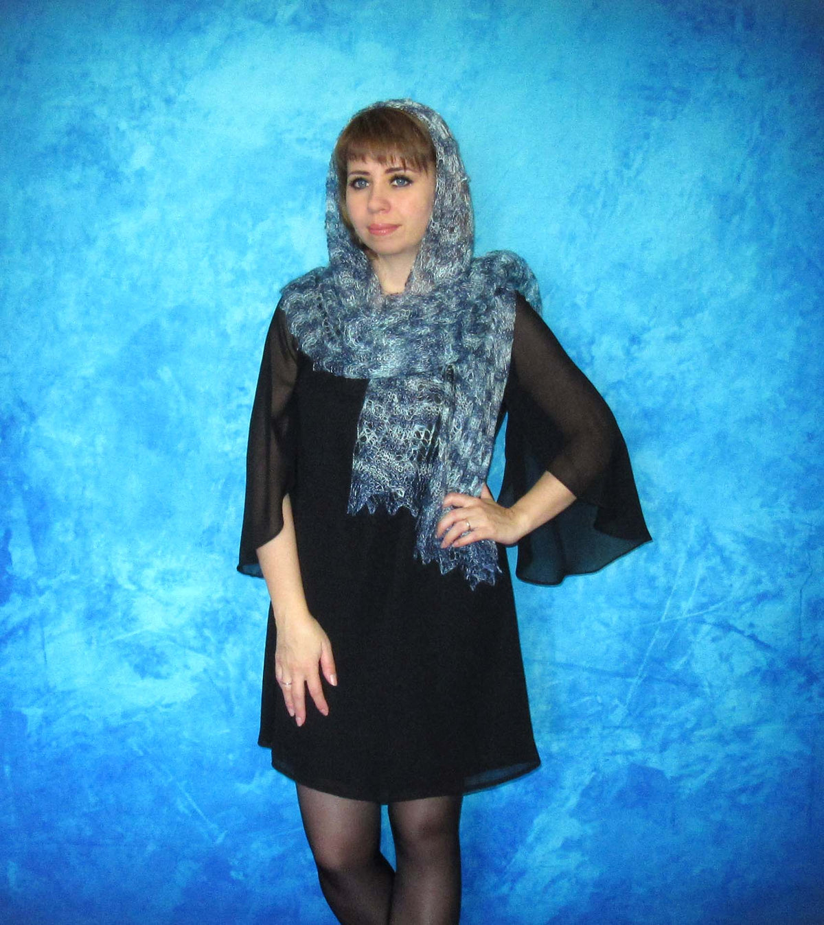 Gestrickter Ziegenflaum Schal Orenburger Schal Shawl Scarf Strick Stola Handmade