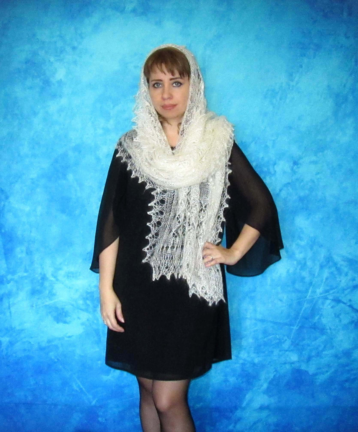 Gestrickter Ziegenflaum Schal Orenburger Schal Shawl Scarf Strick Stola Handmade