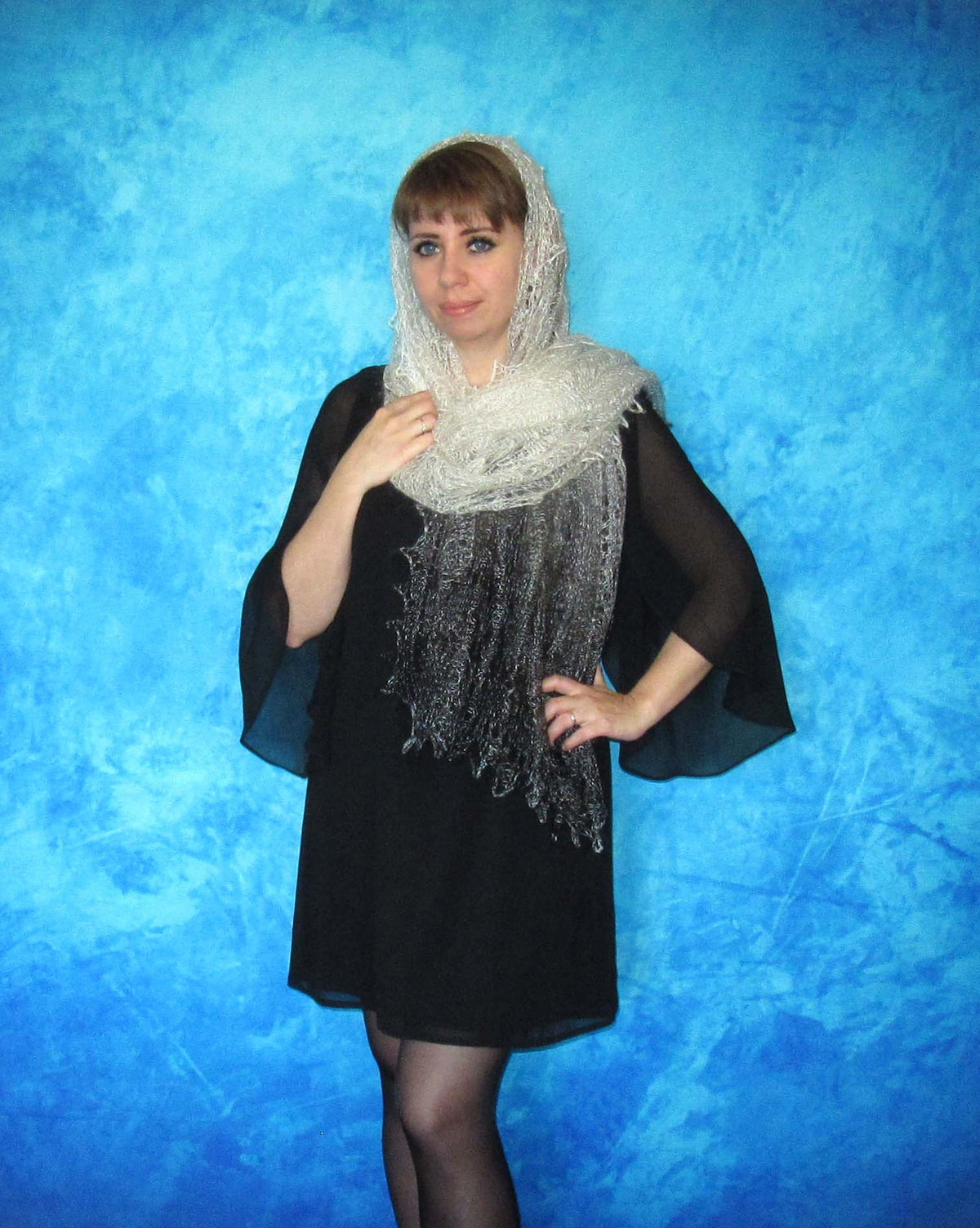 Gestrickter Ziegenflaum Schal Orenburger Schal Shawl Scarf Strick Stola Handmade