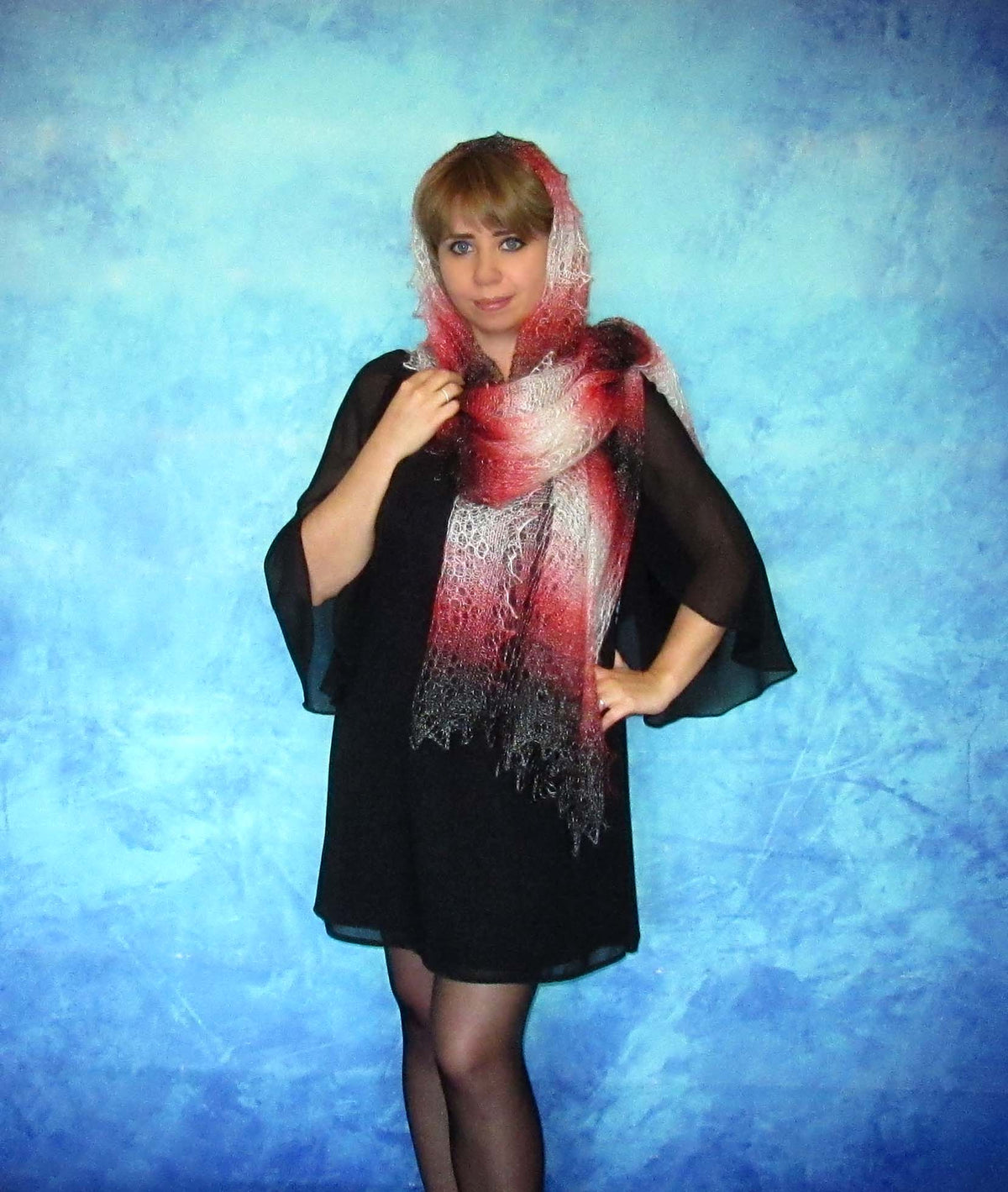 Gestrickter Ziegenflaum Schal Orenburger Schal Shawl Scarf Strick Stola Handmade