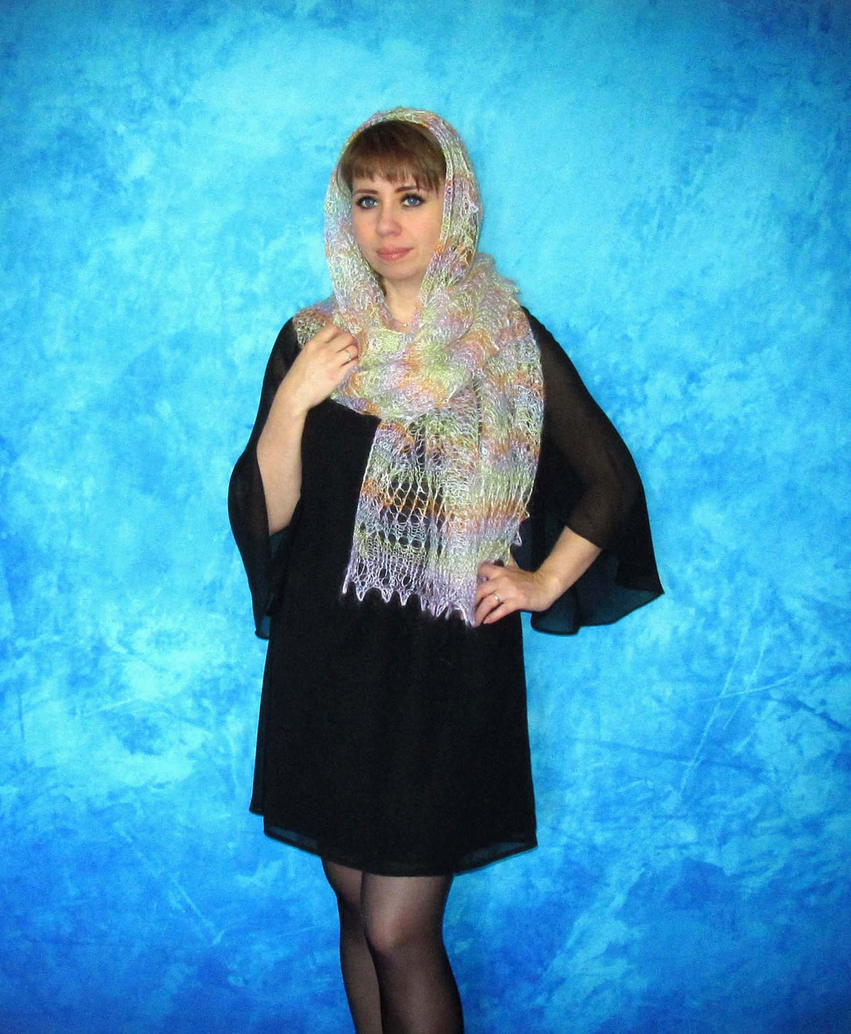 Gestrickter Ziegenflaum Schal Orenburger Schal Shawl Scarf Strick Stola Handmade