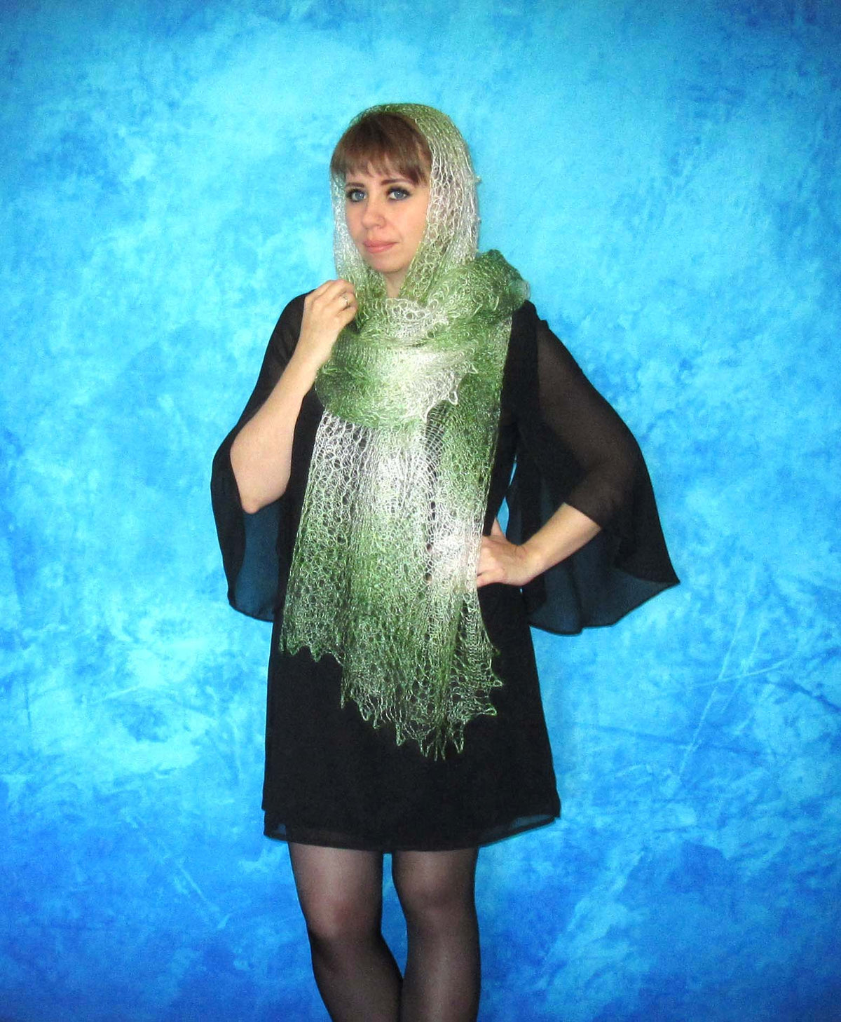 Gestrickter Ziegenflaum Schal Orenburger Schal Shawl Scarf Strick Stola Handmade