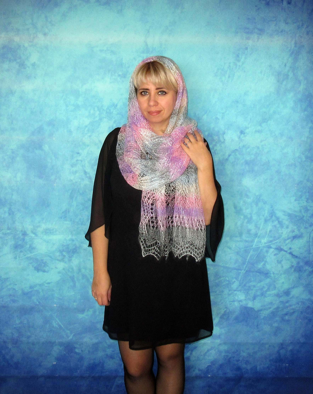 Gestrickter Ziegenflaum Schal Orenburger Schal Shawl Scarf Strick Stola Handmade