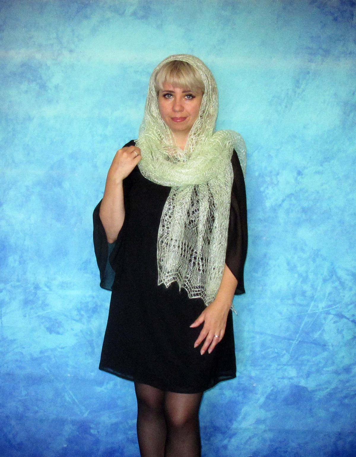 Gestrickter Ziegenflaum Schal Orenburger Schal Shawl Scarf Strick Stola Handmade