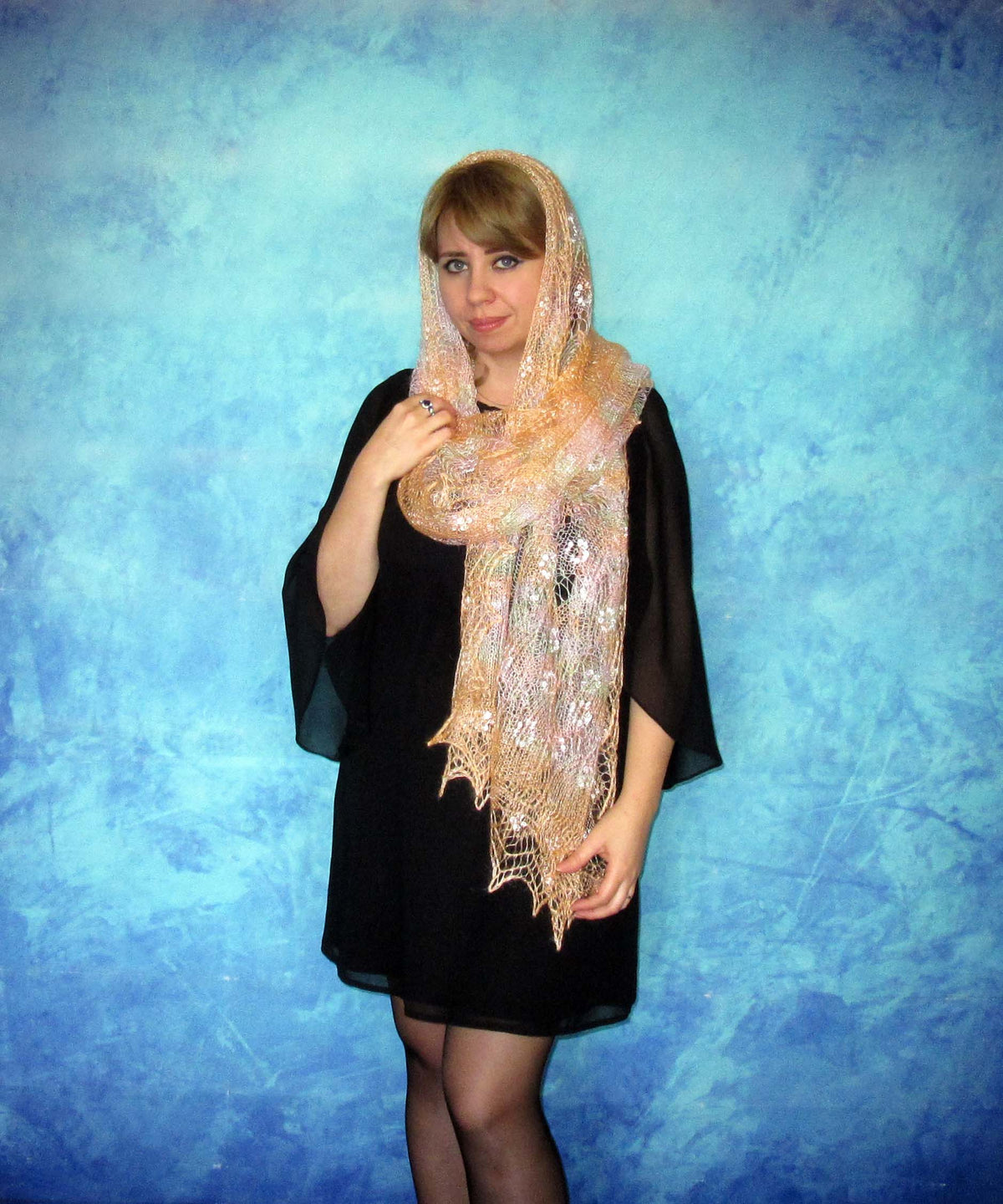 Gestrickter Ziegenflaum Schal Orenburger Schal Shawl Scarf Strick Stola Handmade