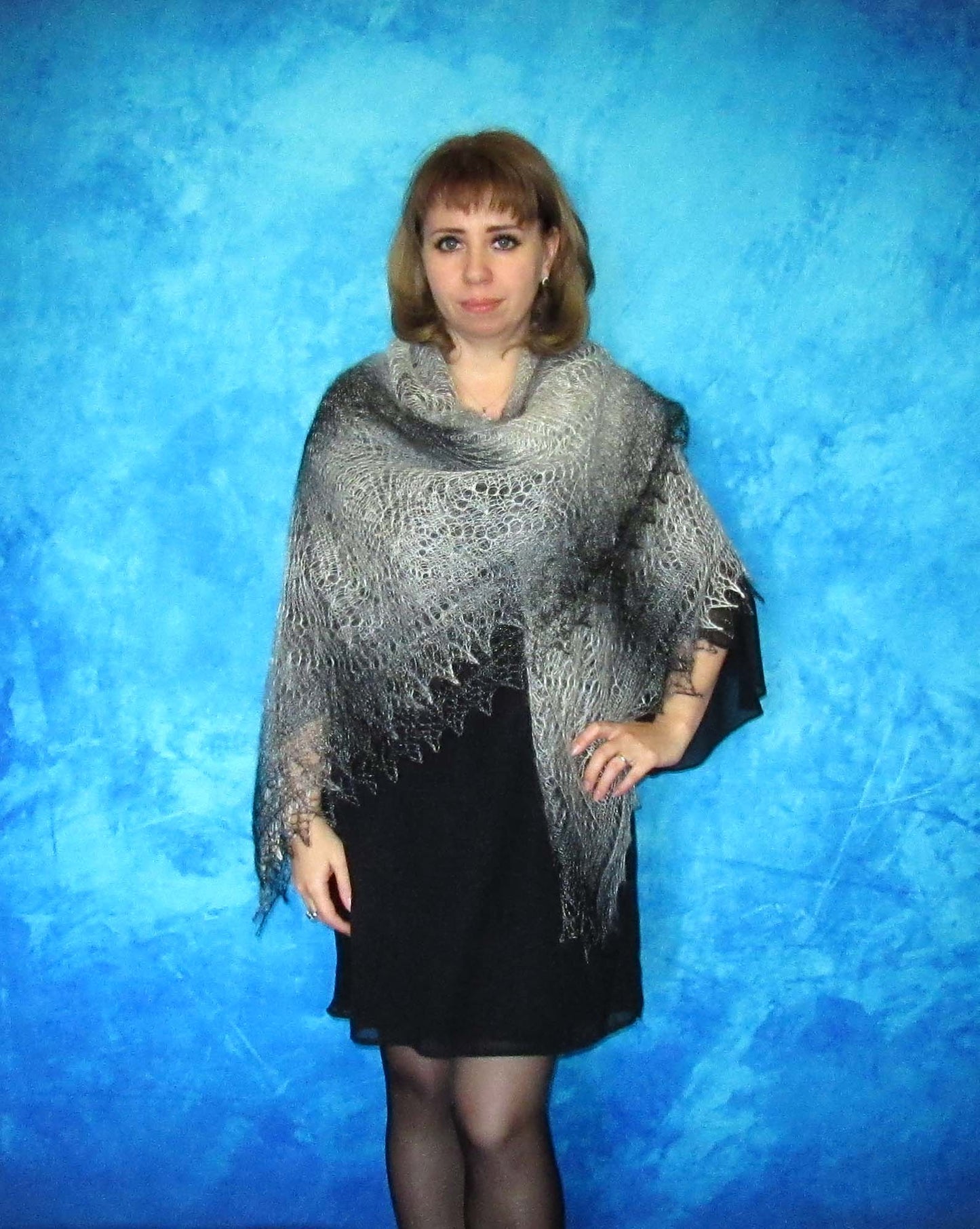 Gestrickter Ziegenflaum Schal Orenburger Schal Shawl Scarf Strick Stola Handmade