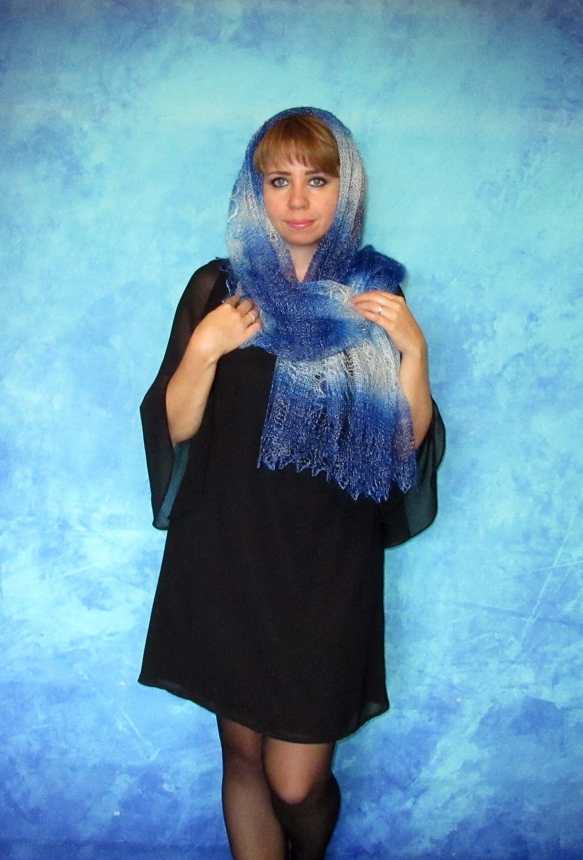 Gestrickter Ziegenflaum Schal Orenburger Schal Shawl Scarf Strick Stola Handmade